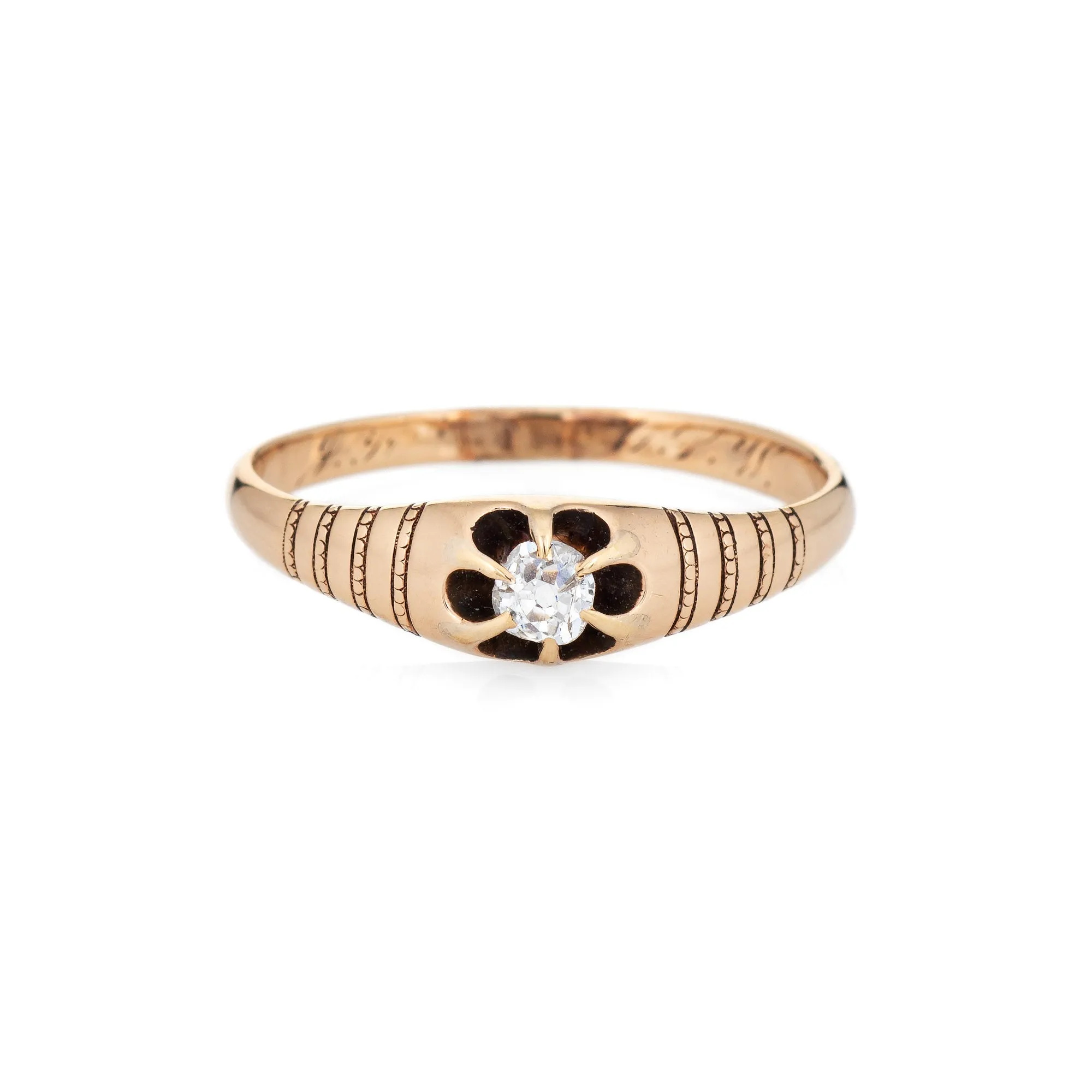 Antique Victorian Diamond Ring Engagement 14k Yellow Gold Sz 8 Cushion Cut