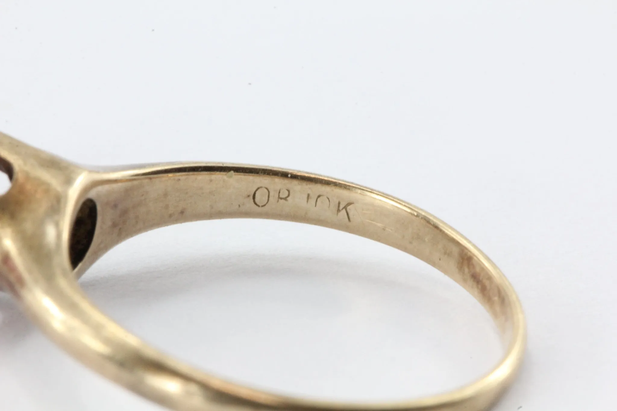 Antique Victorian Ostby & Barton 10k Gold & Ruby Belcher Mounted Ring
