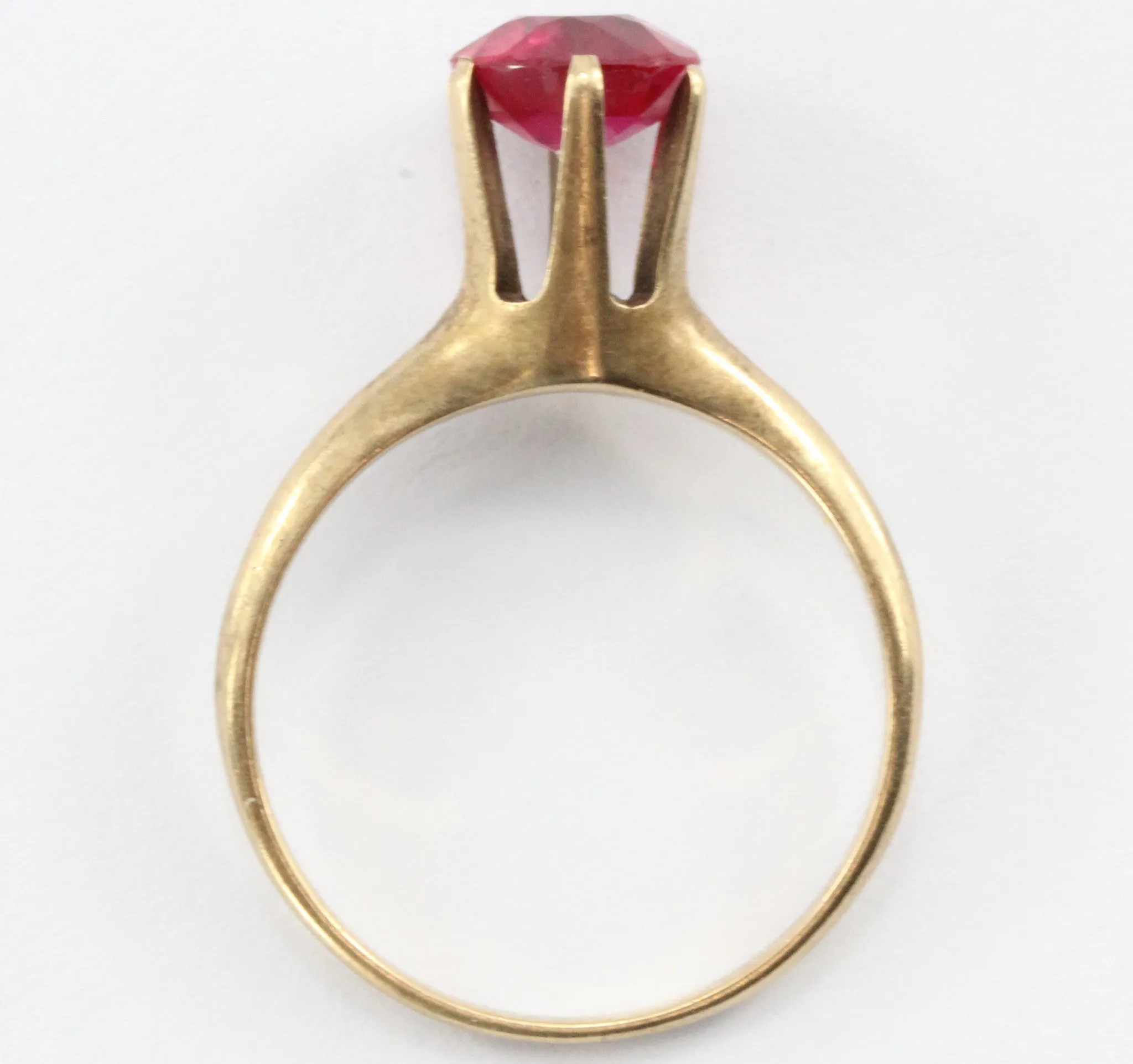 Antique Victorian Ostby & Barton 10k Gold & Ruby Belcher Mounted Ring