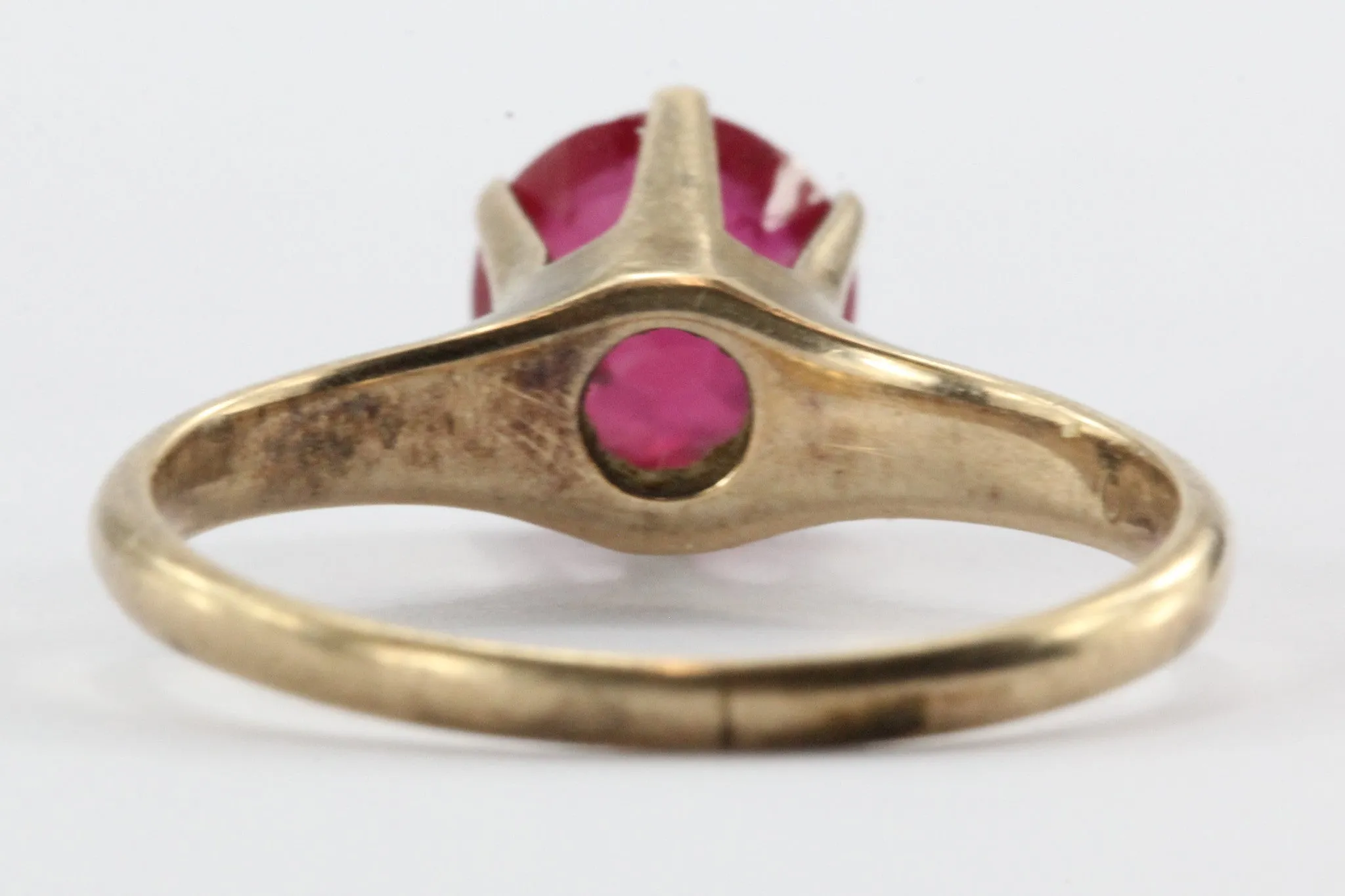 Antique Victorian Ostby & Barton 10k Gold & Ruby Belcher Mounted Ring