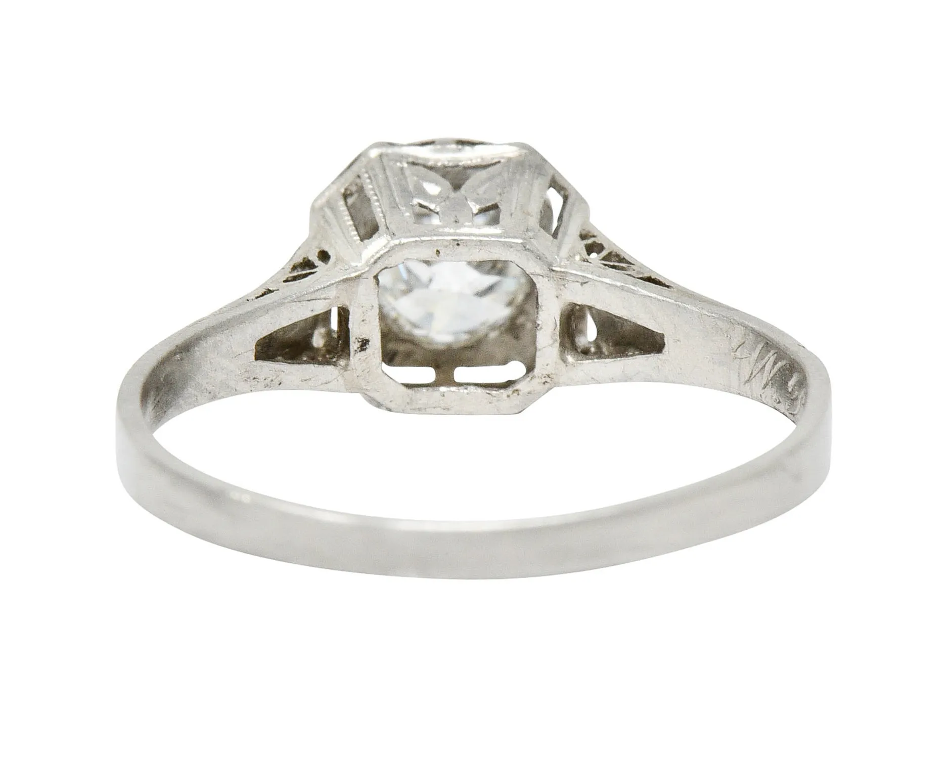 Art Deco 0.38 CTW Diamond Platinum Foliate Engagement Ring