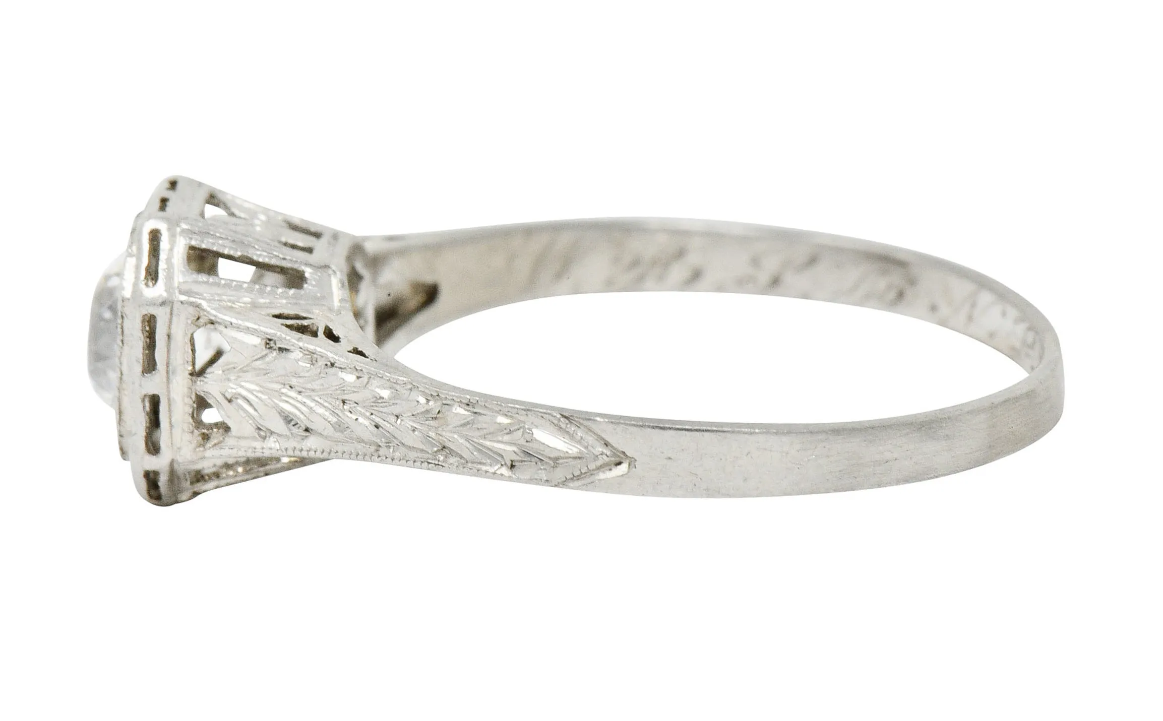 Art Deco 0.38 CTW Diamond Platinum Foliate Engagement Ring