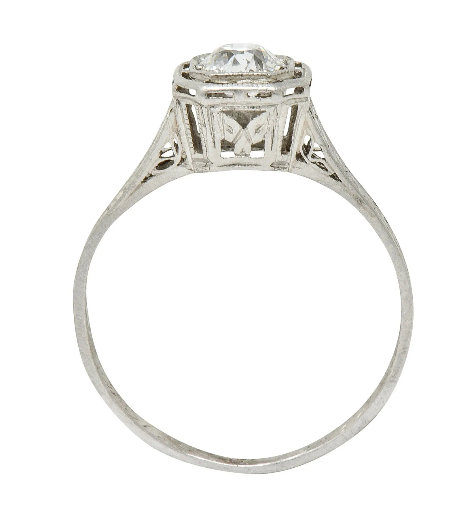 Art Deco 0.38 CTW Diamond Platinum Foliate Engagement Ring