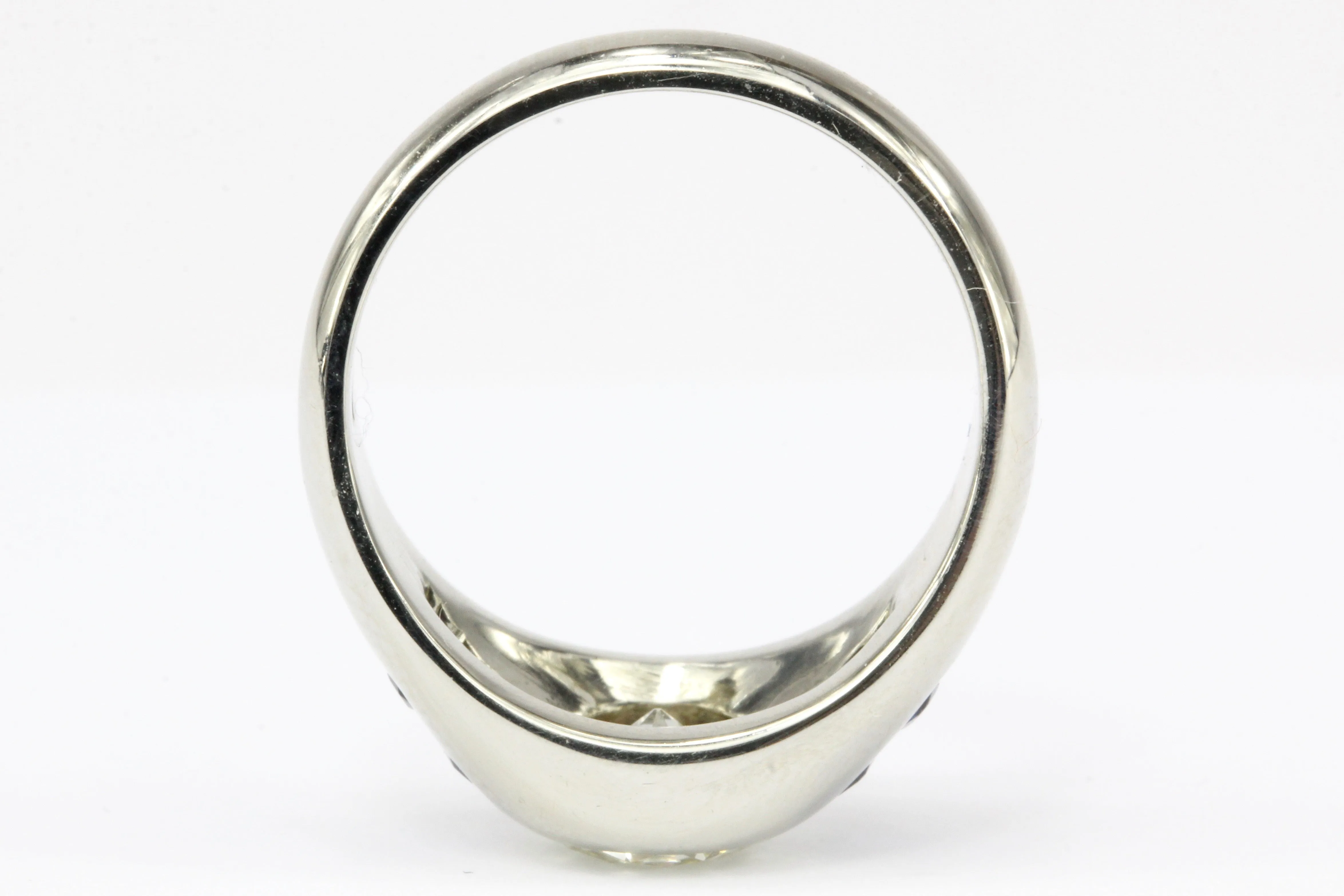 Art Deco 20K White Gold 1 CT Diamond & French Cut Gypsy Ring Size 6.25
