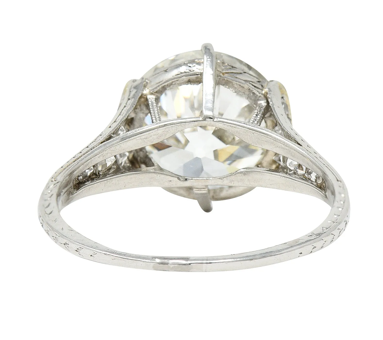 Art Deco 5.37 CTW Old European Diamond Platinum Vintage Engagement Ring GIA