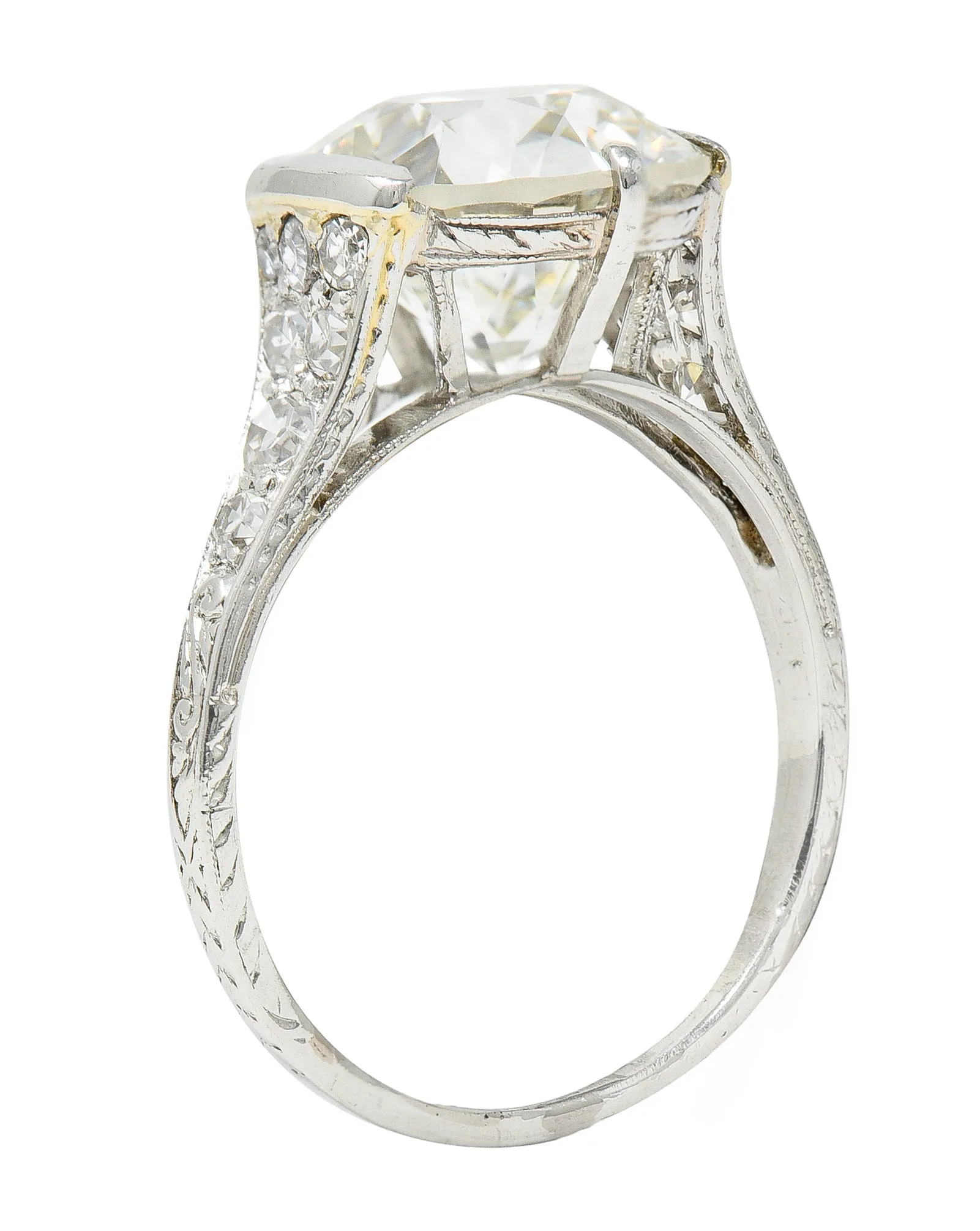 Art Deco 5.37 CTW Old European Diamond Platinum Vintage Engagement Ring GIA