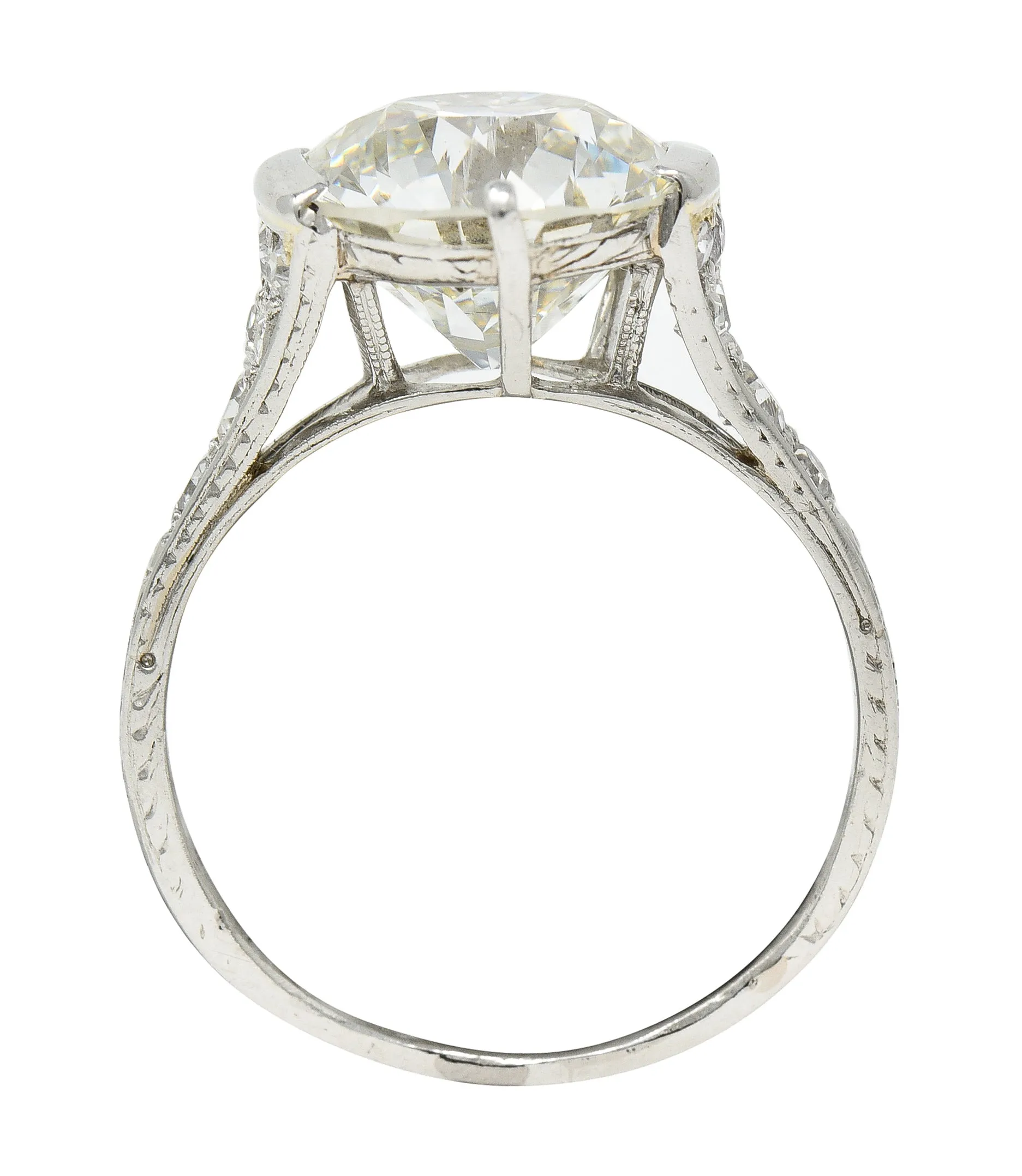 Art Deco 5.37 CTW Old European Diamond Platinum Vintage Engagement Ring GIA