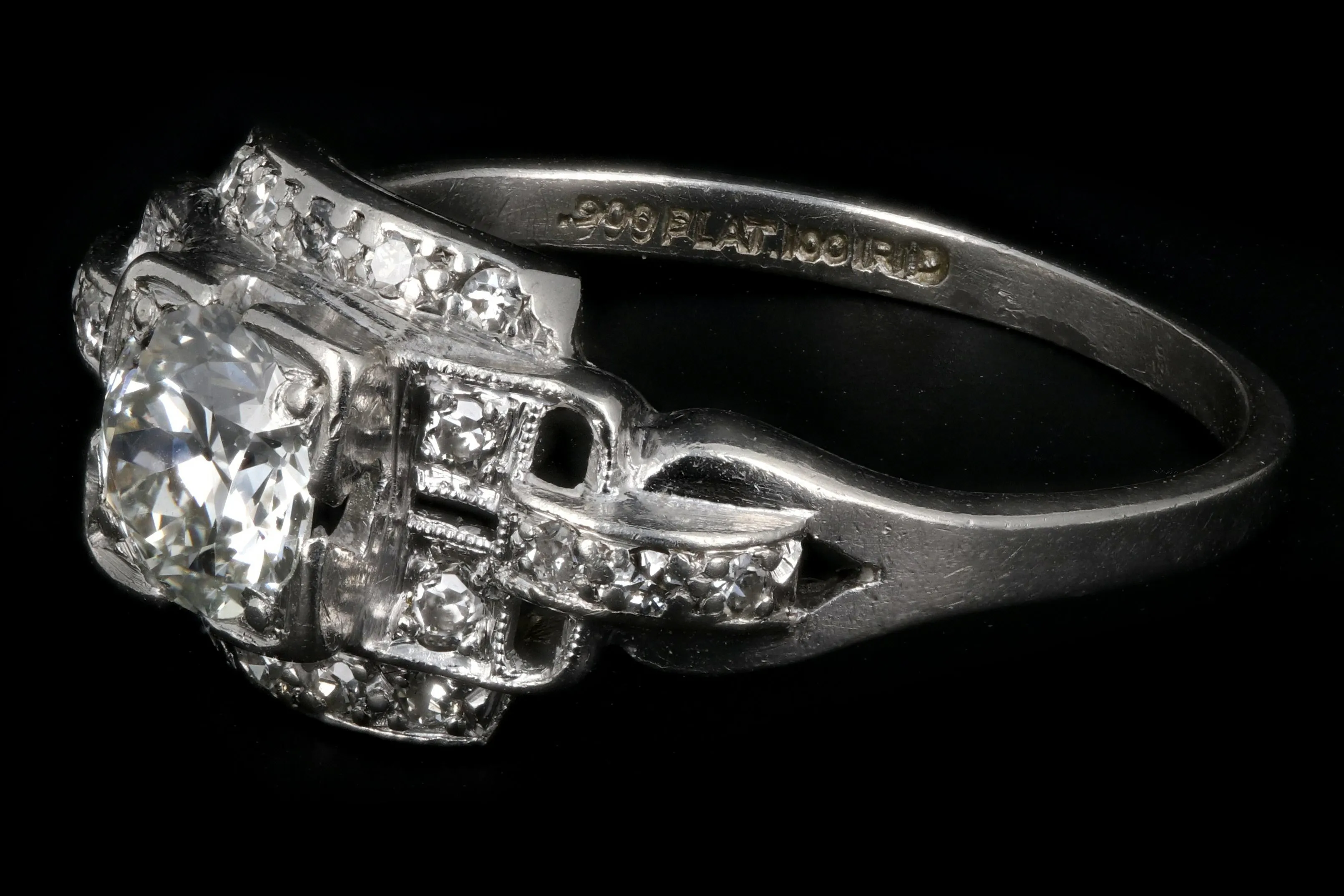 Art Deco  Platinum G.C.& G Old European Cut Diamond Ring c.1920s