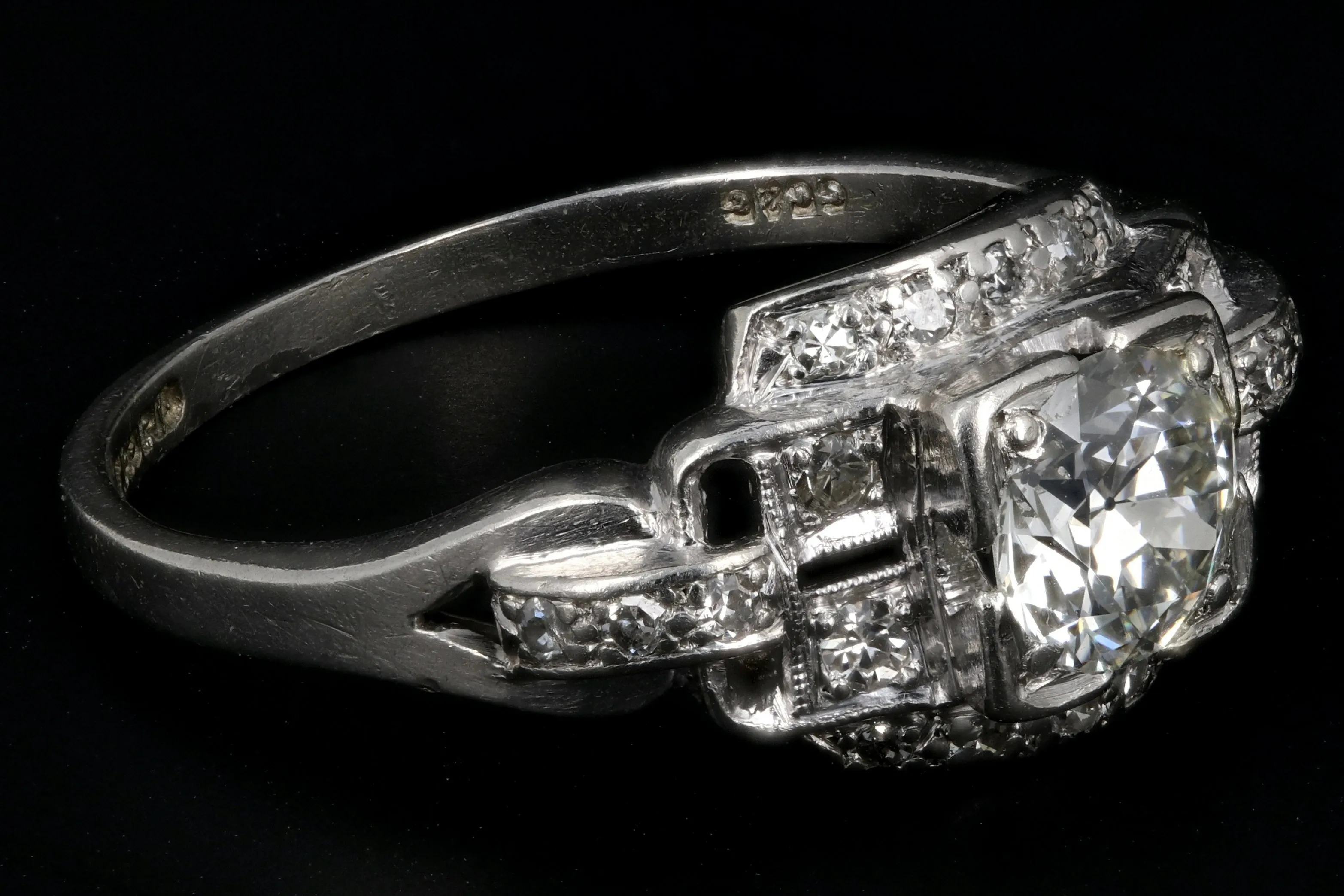 Art Deco  Platinum G.C.& G Old European Cut Diamond Ring c.1920s