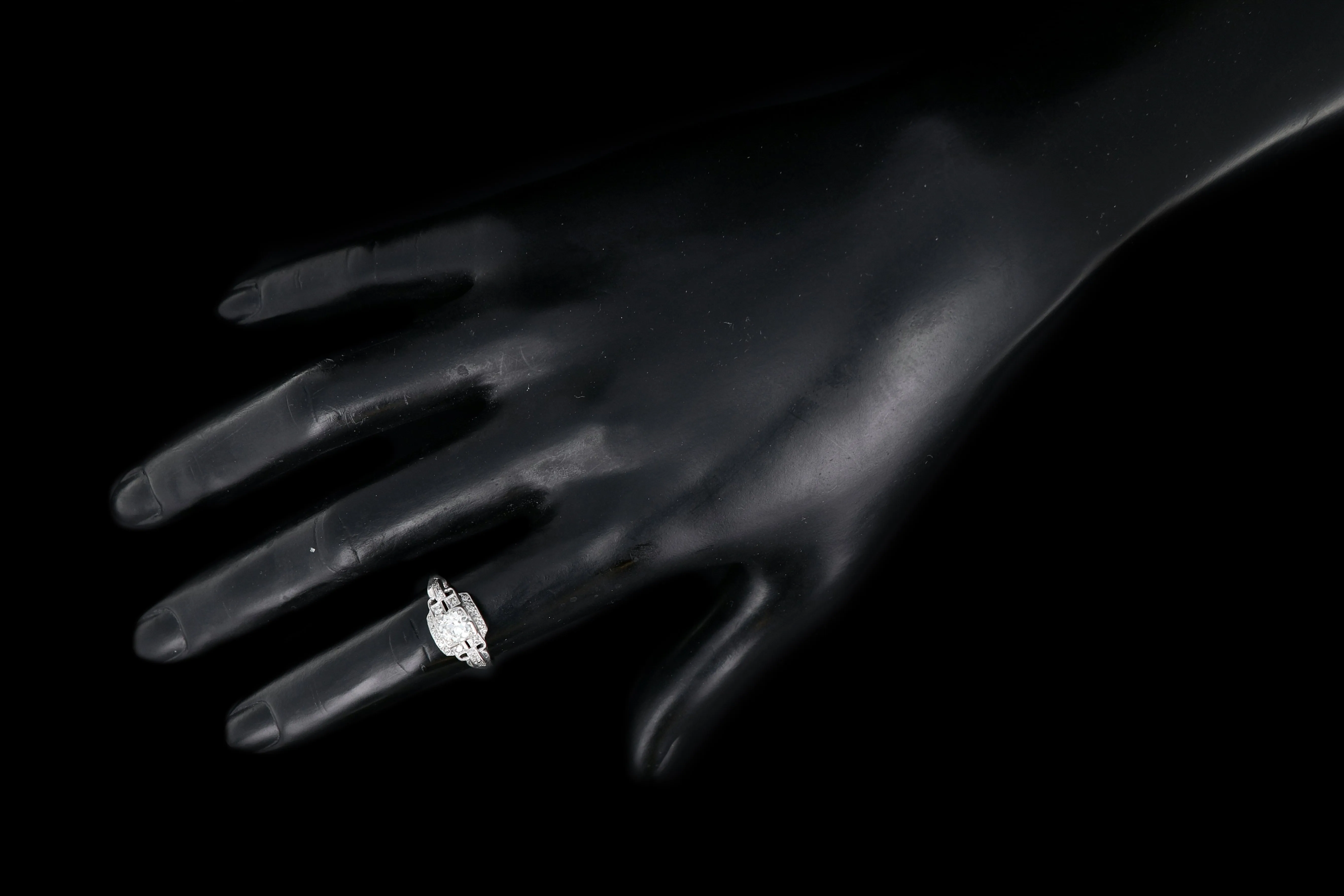 Art Deco  Platinum G.C.& G Old European Cut Diamond Ring c.1920s