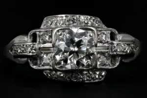 Art Deco  Platinum G.C.& G Old European Cut Diamond Ring c.1920s