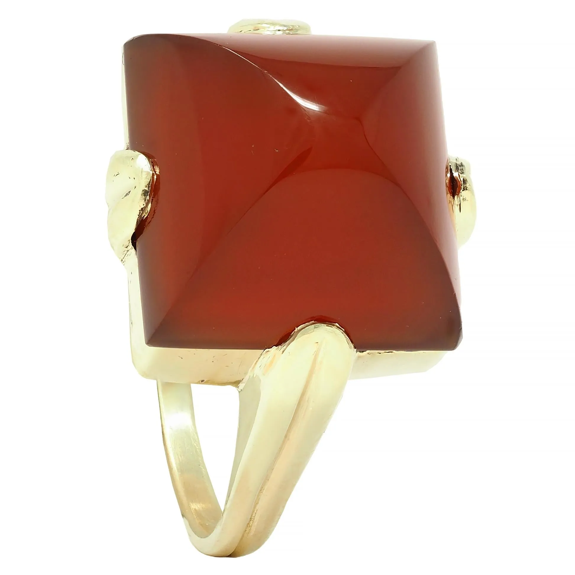 Art Deco Sugarloaf Carnelian 14 Karat Yellow Gold Antique Ring