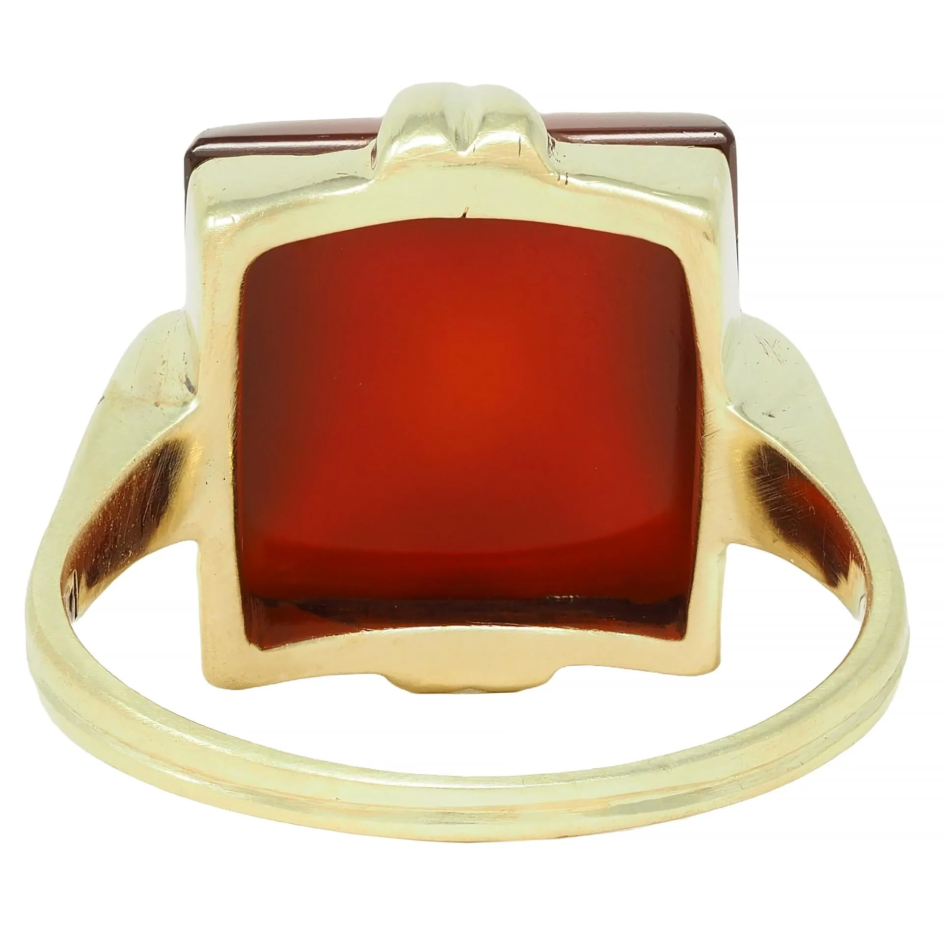 Art Deco Sugarloaf Carnelian 14 Karat Yellow Gold Antique Ring