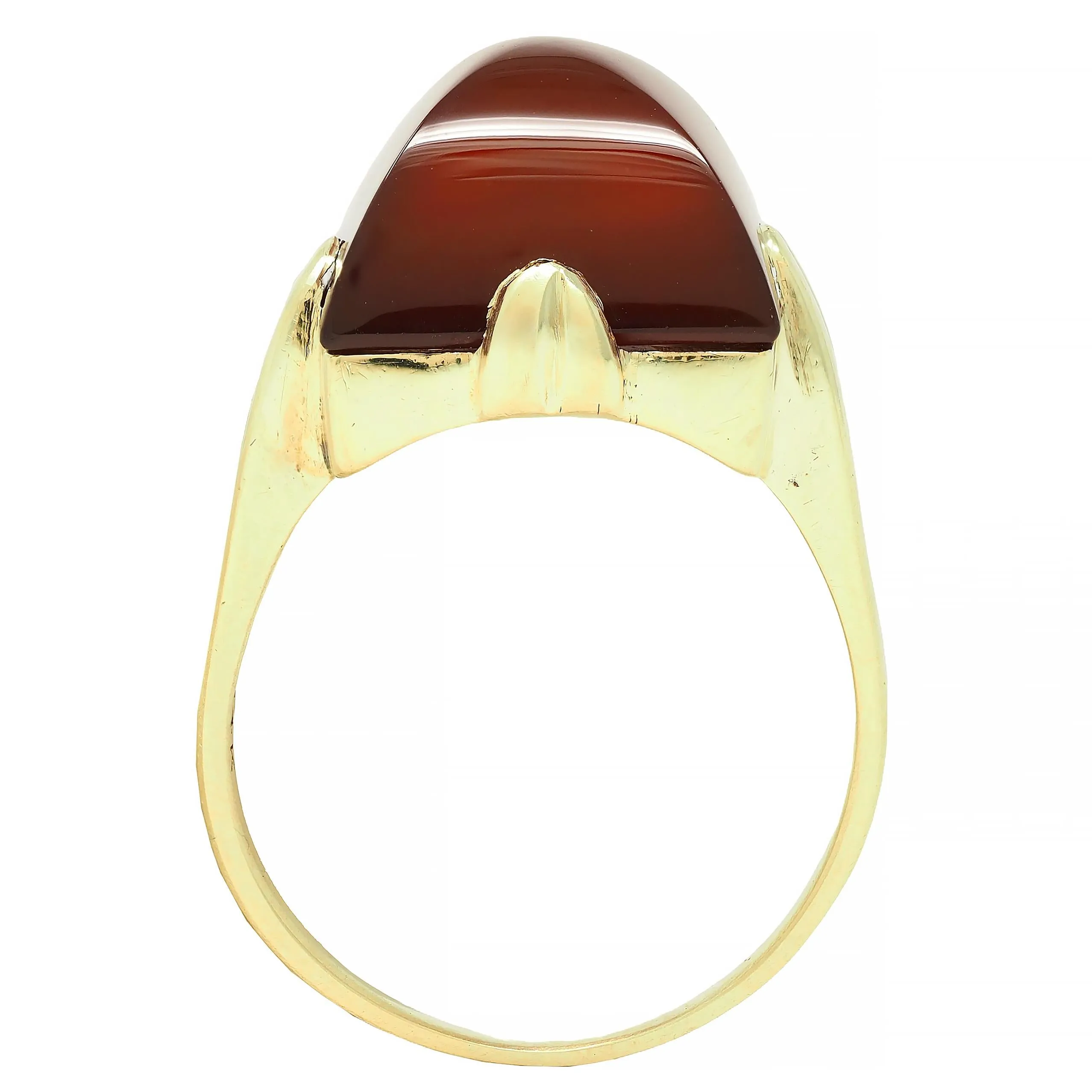 Art Deco Sugarloaf Carnelian 14 Karat Yellow Gold Antique Ring