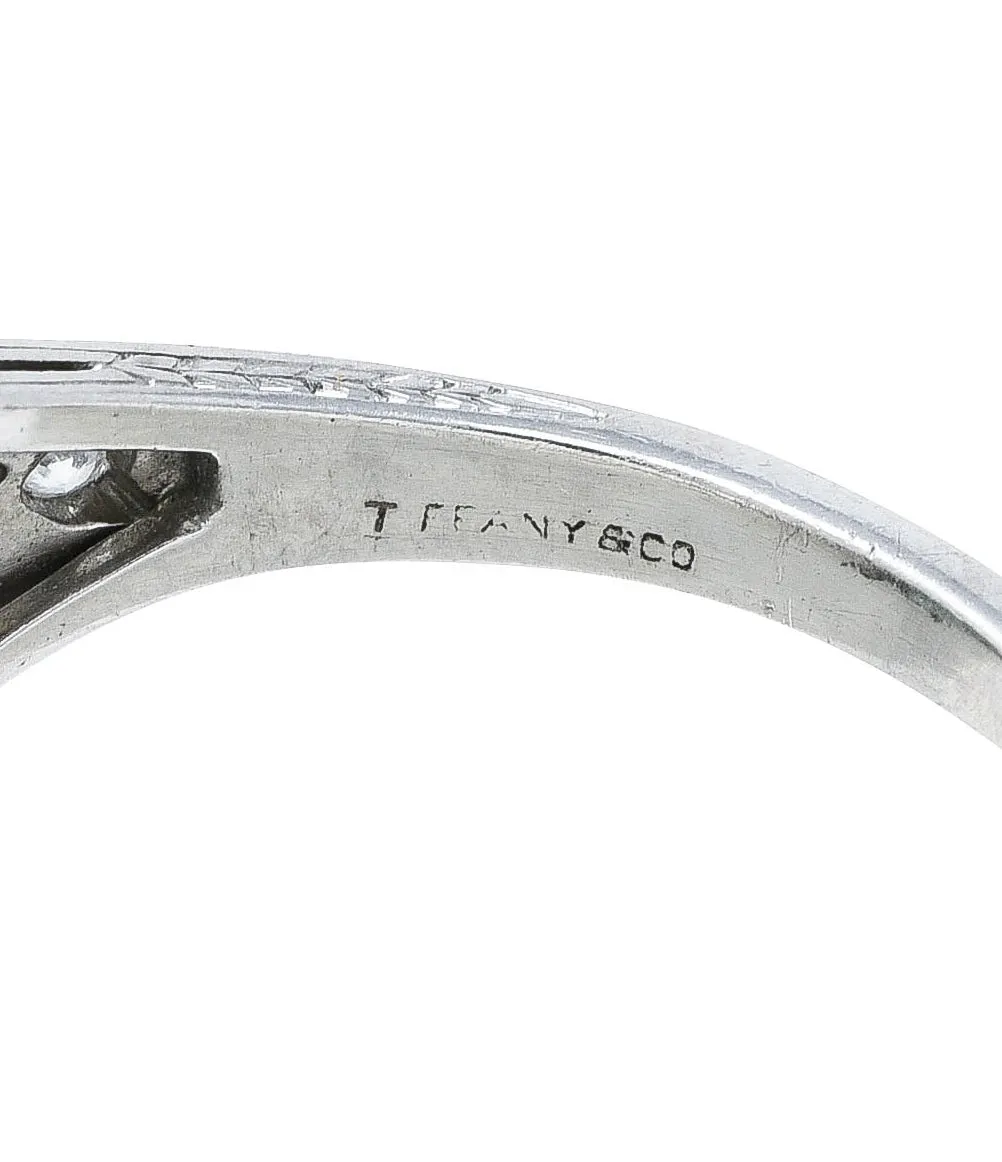Art Deco Tiffany & Co. Emerald Diamond Platinum Dinner Alternative Ring