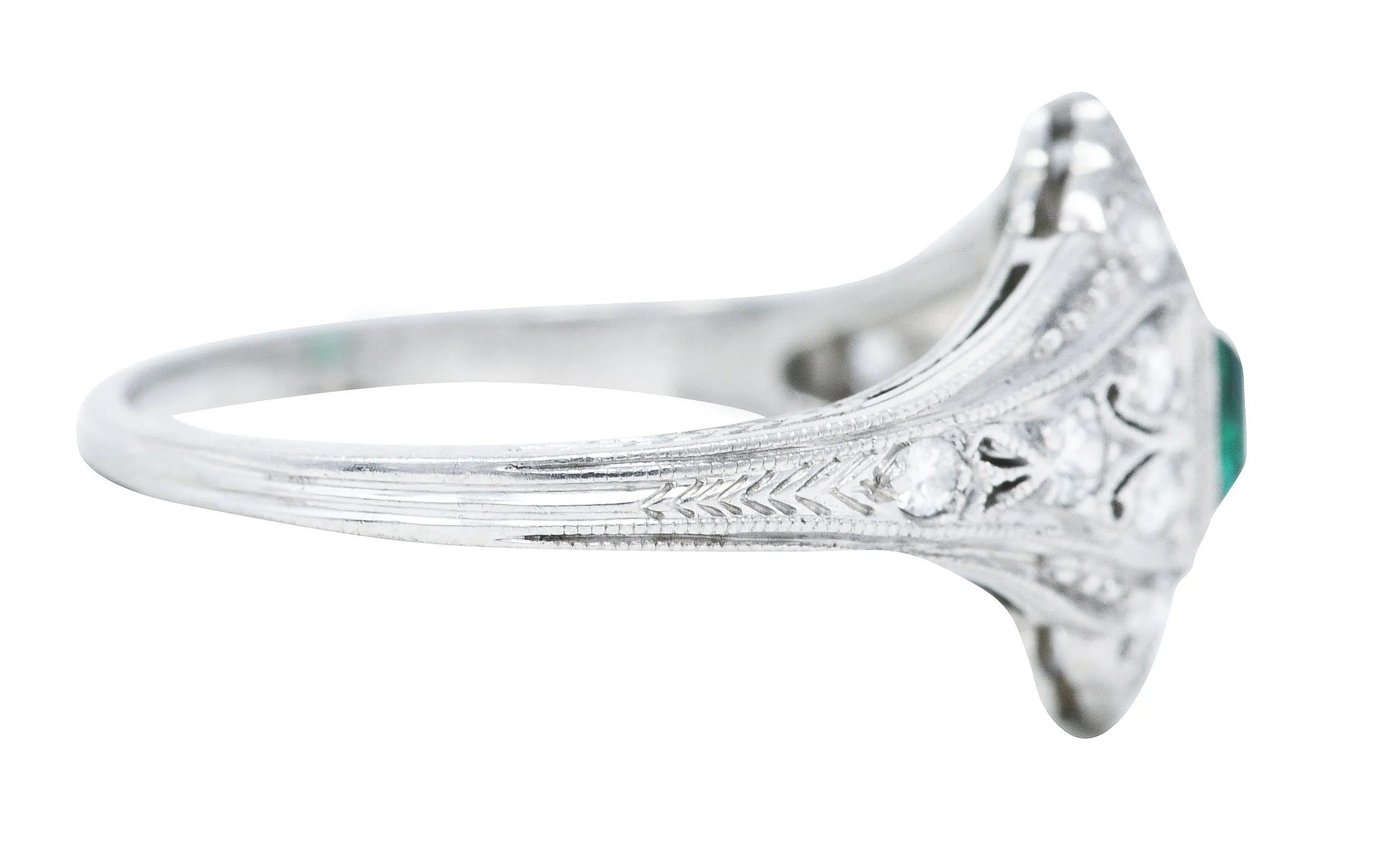 Art Deco Tiffany & Co. Emerald Diamond Platinum Dinner Alternative Ring