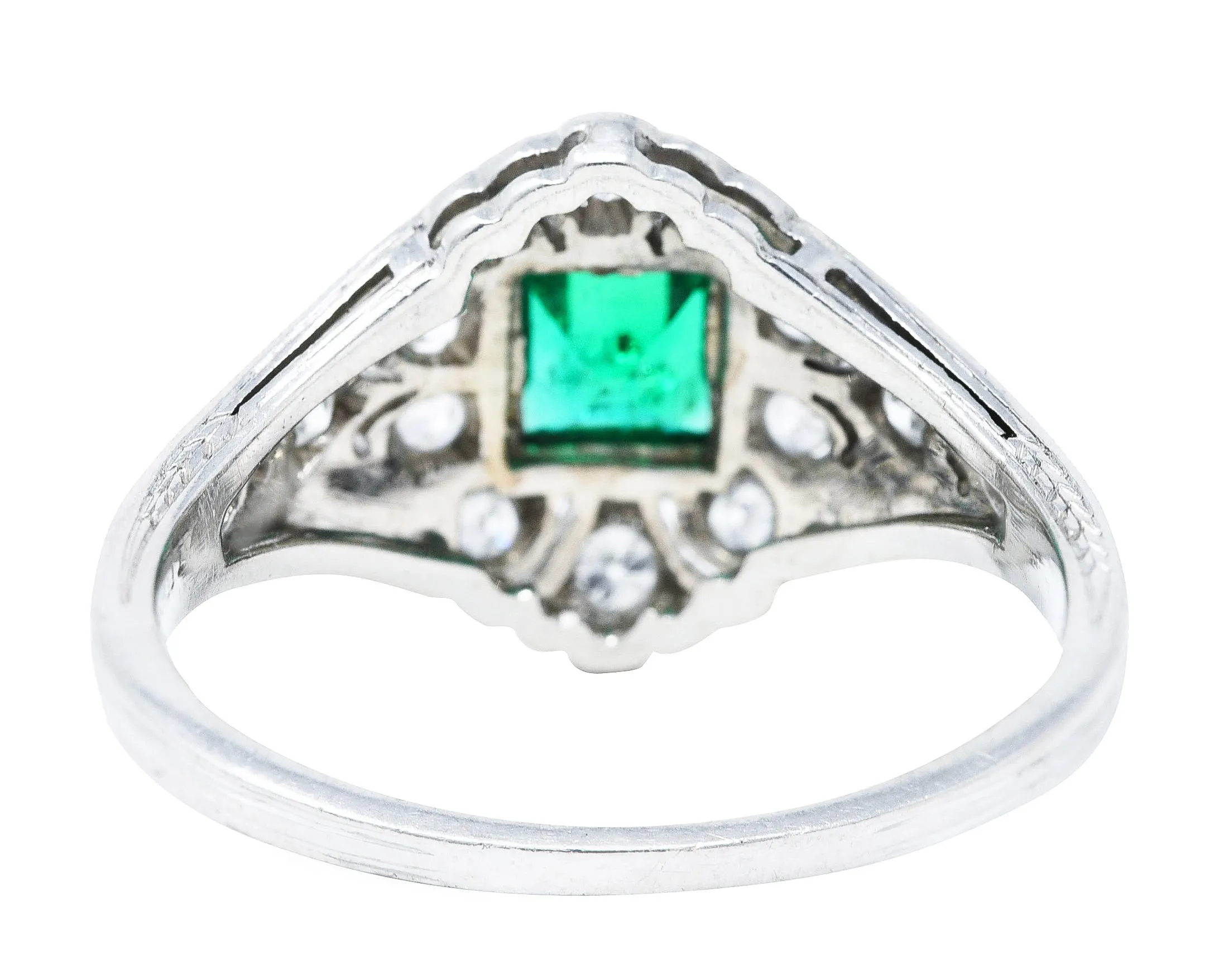 Art Deco Tiffany & Co. Emerald Diamond Platinum Dinner Alternative Ring
