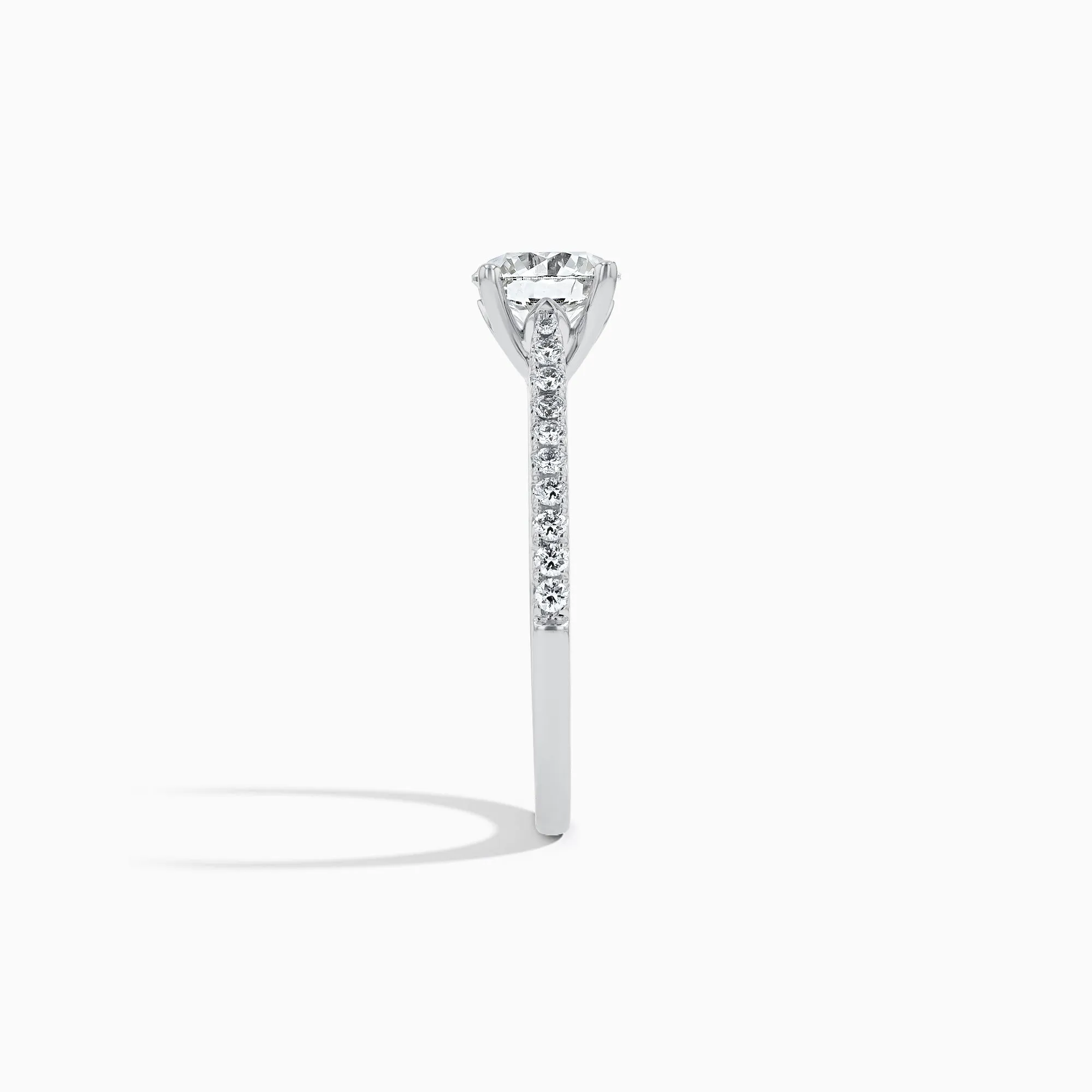 Aurora Round Brilliant French Pavé Engagement Ring in 18K White Gold (1.07 ct. tw)