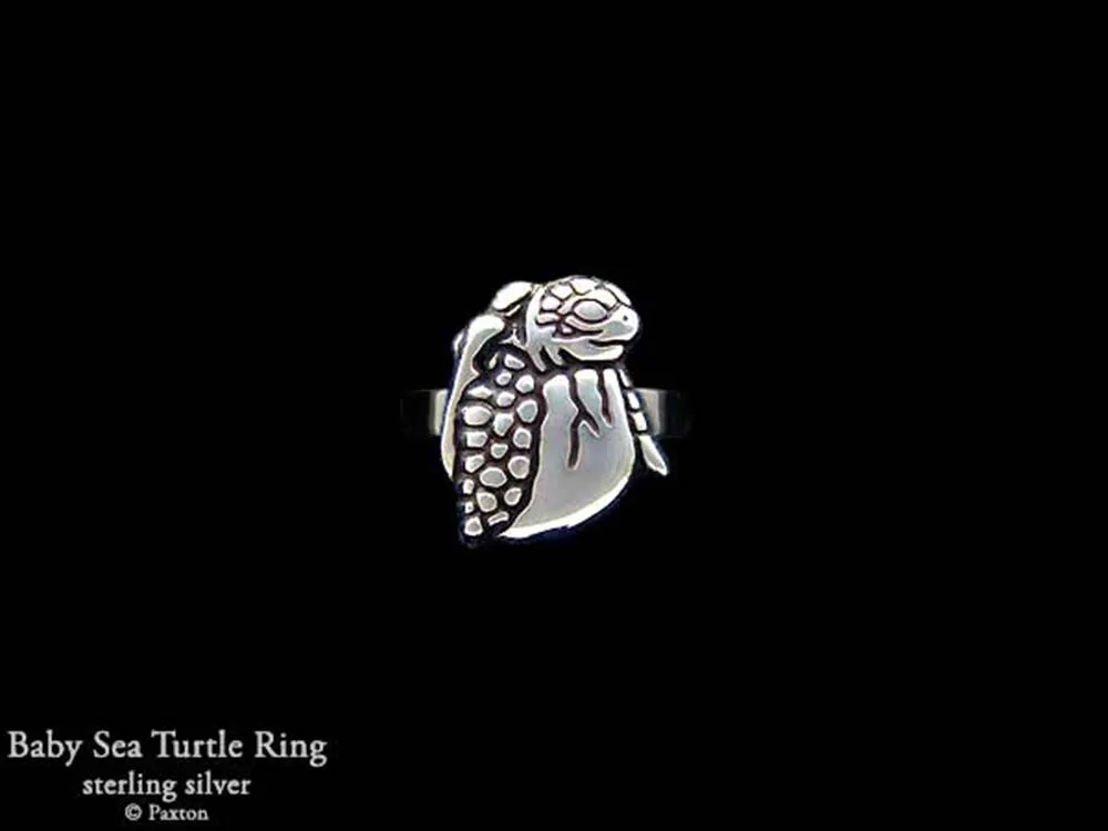 Baby Sea Turtle Ring Sterling Silver