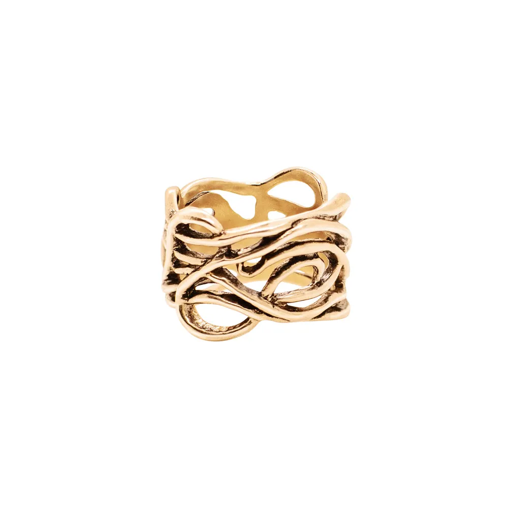 Band of Octopus Ring in Bronze