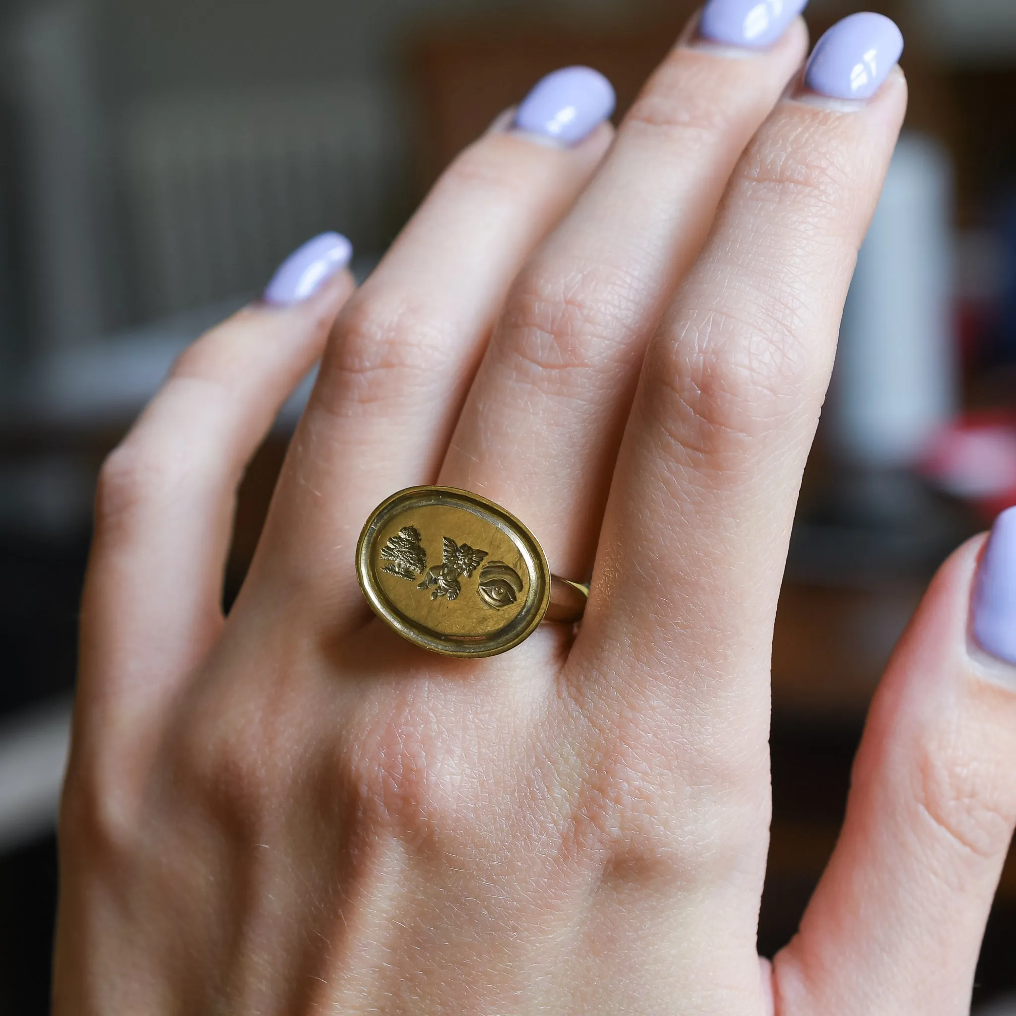 Bespoke "I Love You" Rebus Puzzle Signet Ring