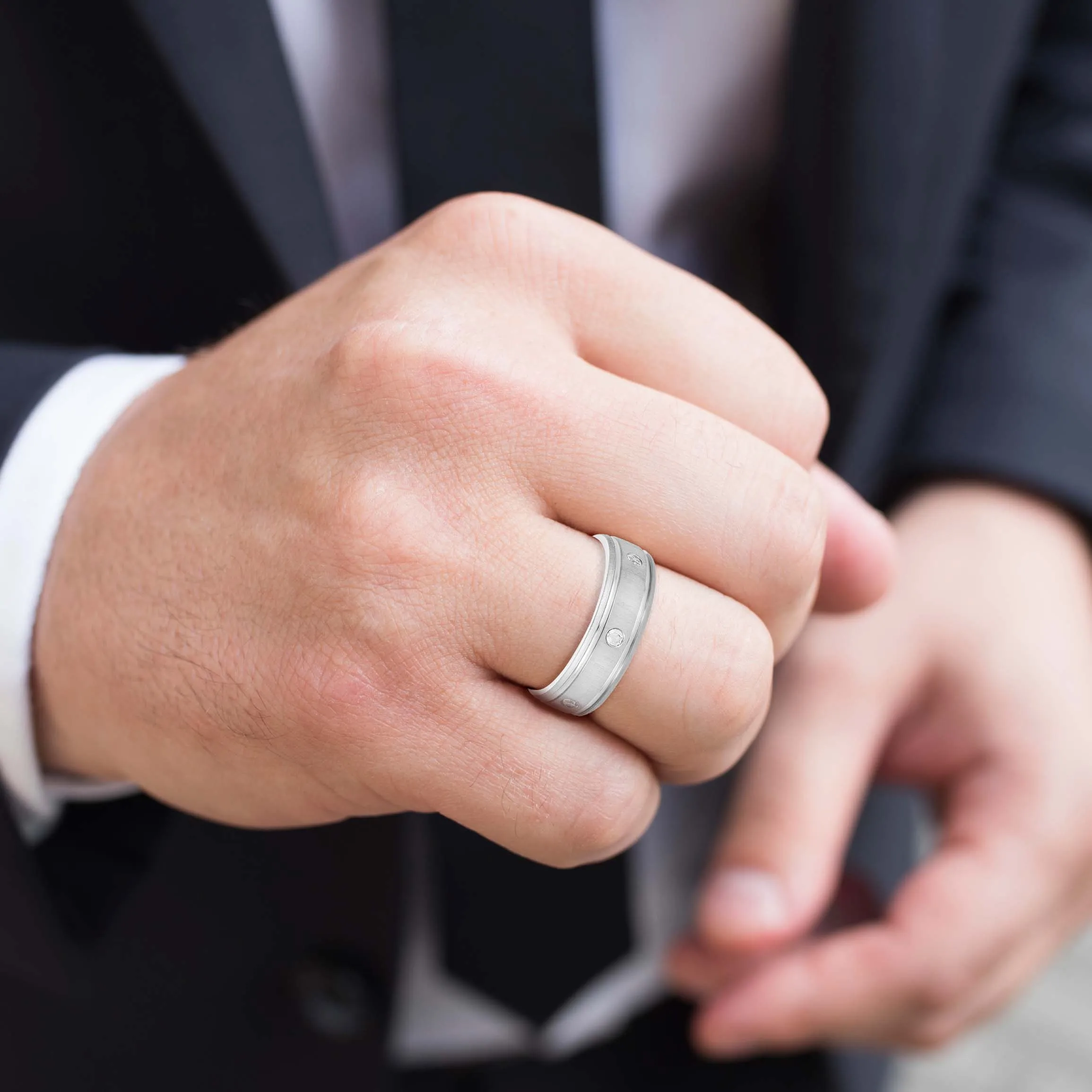 Bezel Set Diamond Men's Wedding Band