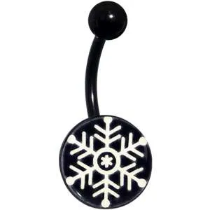 Black Glow in the Dark Holiday Snowflake Belly Ring