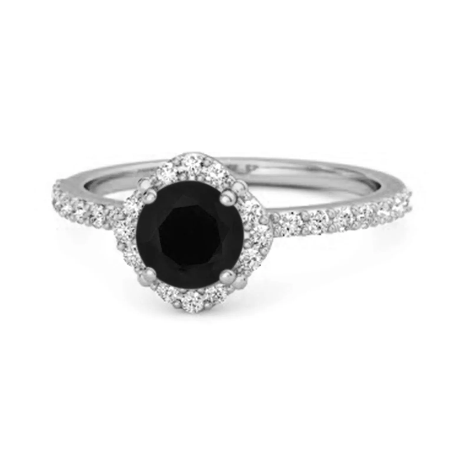 Black Spinel Solitaire Accents 925 Sterling Silver Friendship Ring