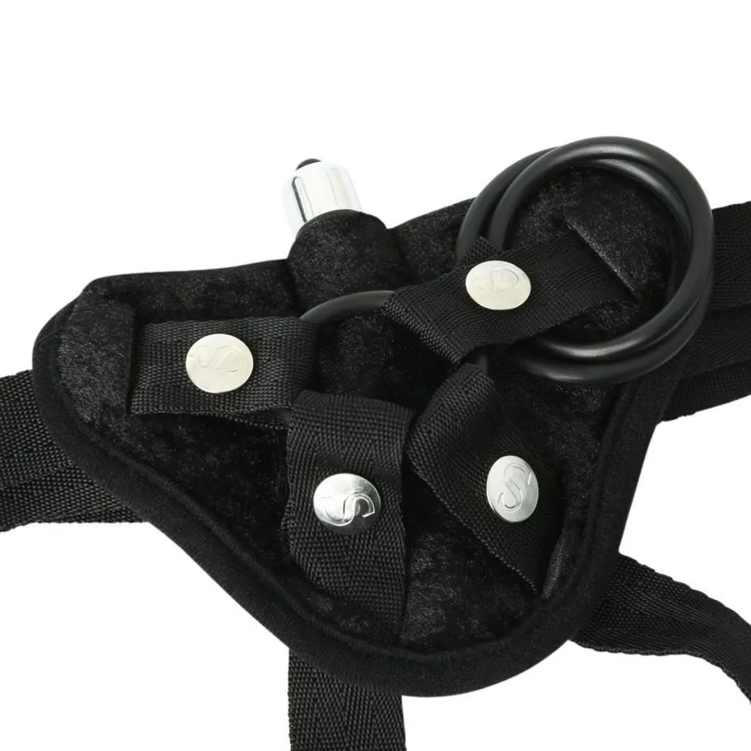 Black Velvet Sexy Strap-on Harness with Bullet Vibrator & 3 O-rings