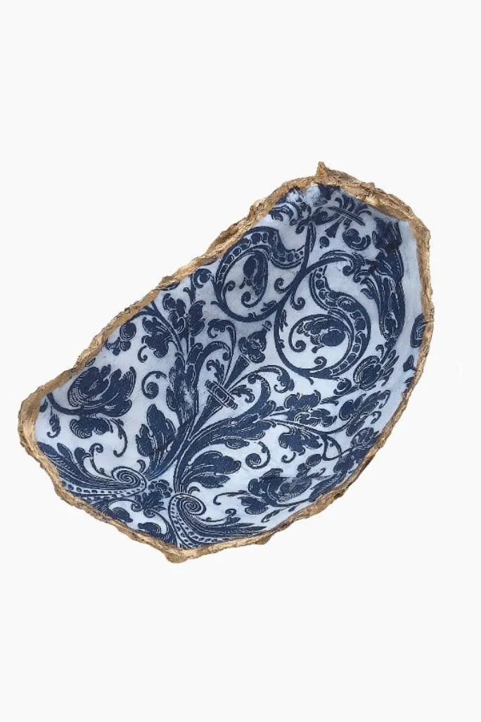 Blue & White Oyster Shell Ring Dish