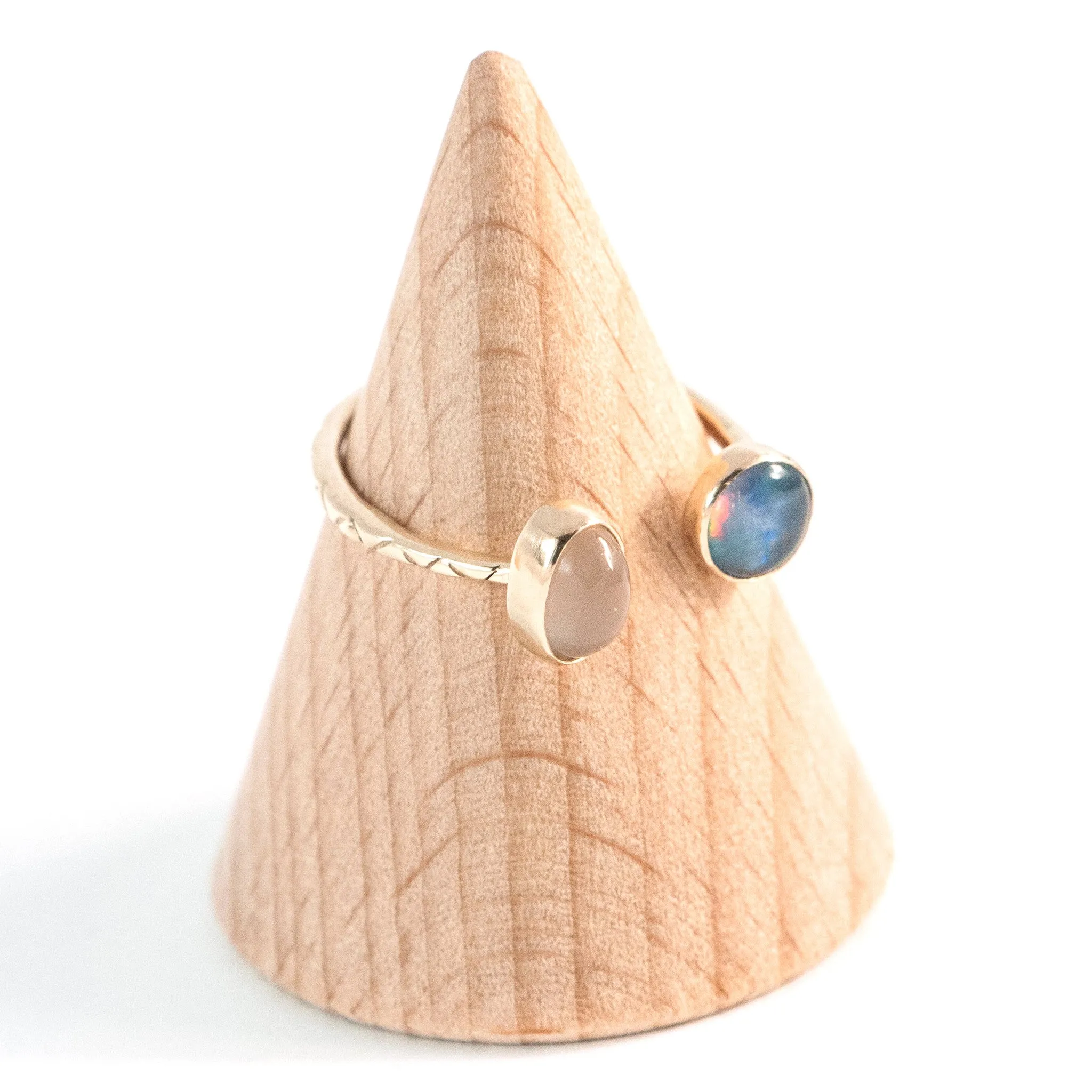 Blue Opal   Moonstone Double Ring