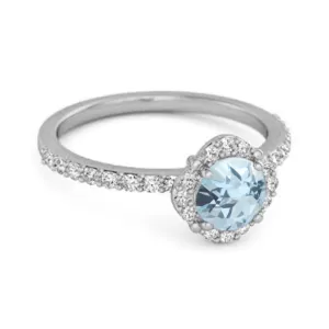 Blue Topaz Solitaire Accents 925 Sterling Silver Friendship Ring