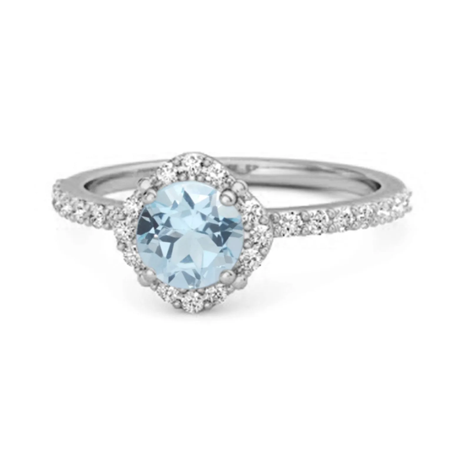 Blue Topaz Solitaire Accents 925 Sterling Silver Friendship Ring