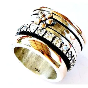 Bluenoemi Spinner ring for Woman silver 9 KT gold designer Israeli rings