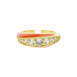 Bubble Enamel CZ Ring Orange