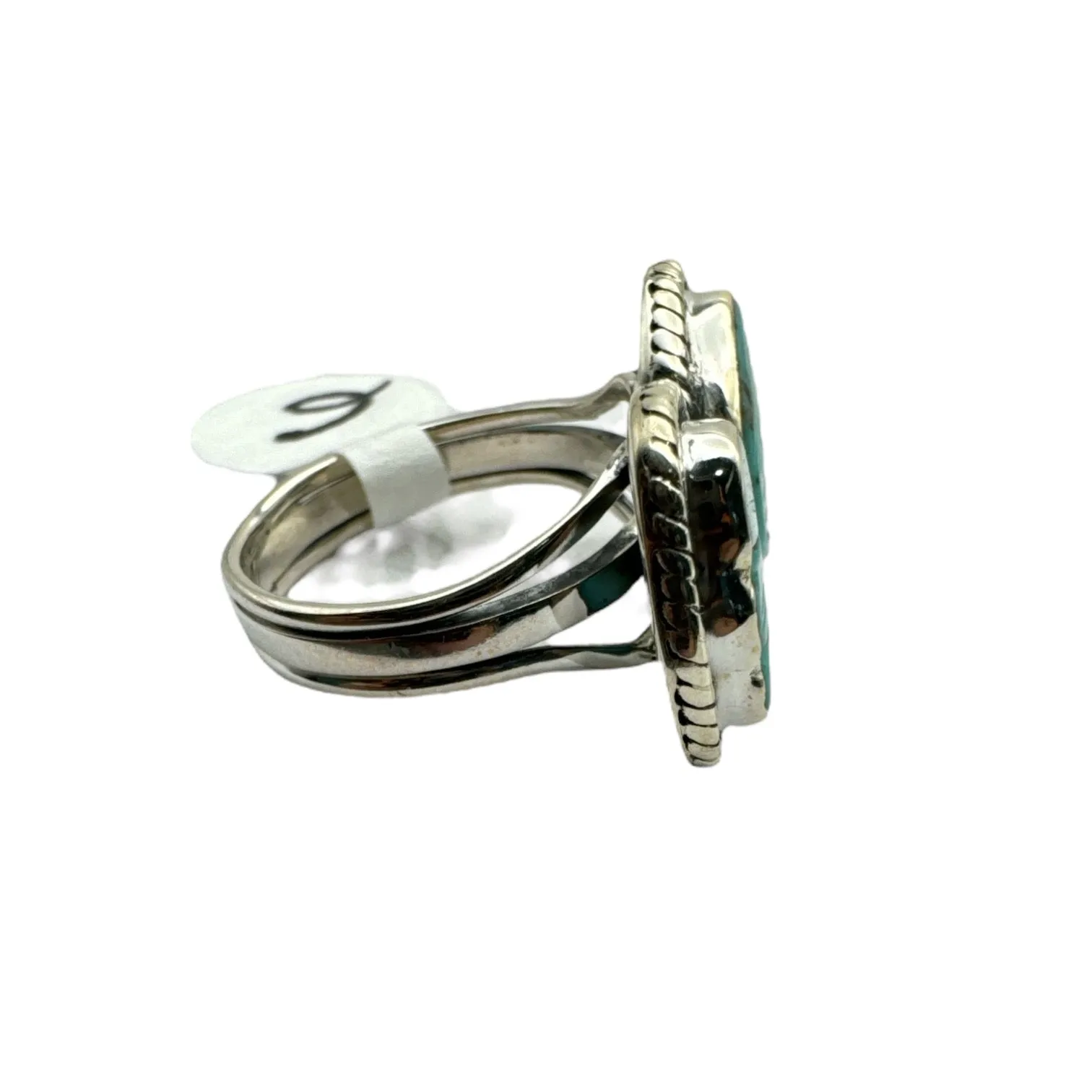 BUTTERFLY carved Tibetan Turquoise Solid 925 Sterling Silver Ring 6