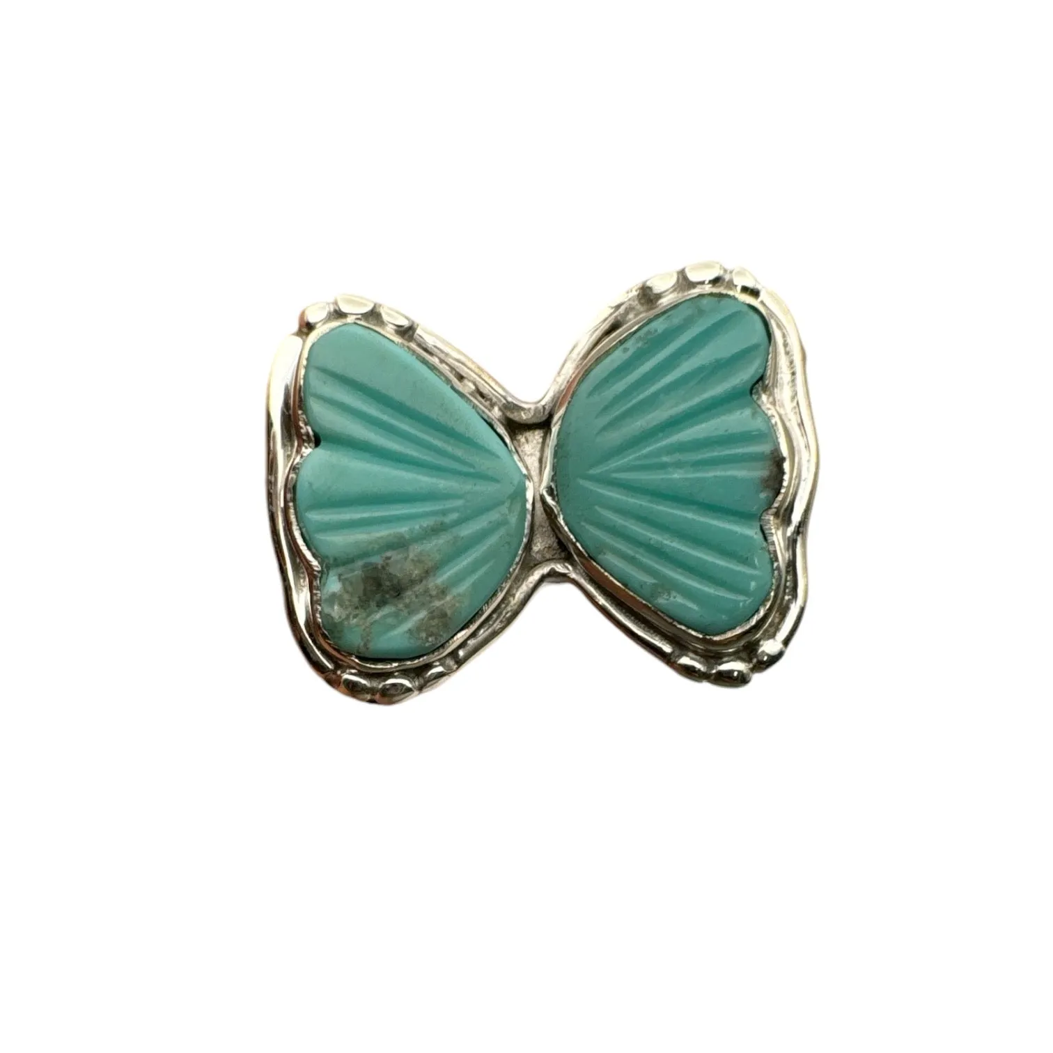 BUTTERFLY carved Tibetan Turquoise Solid 925 Sterling Silver Ring 9.5