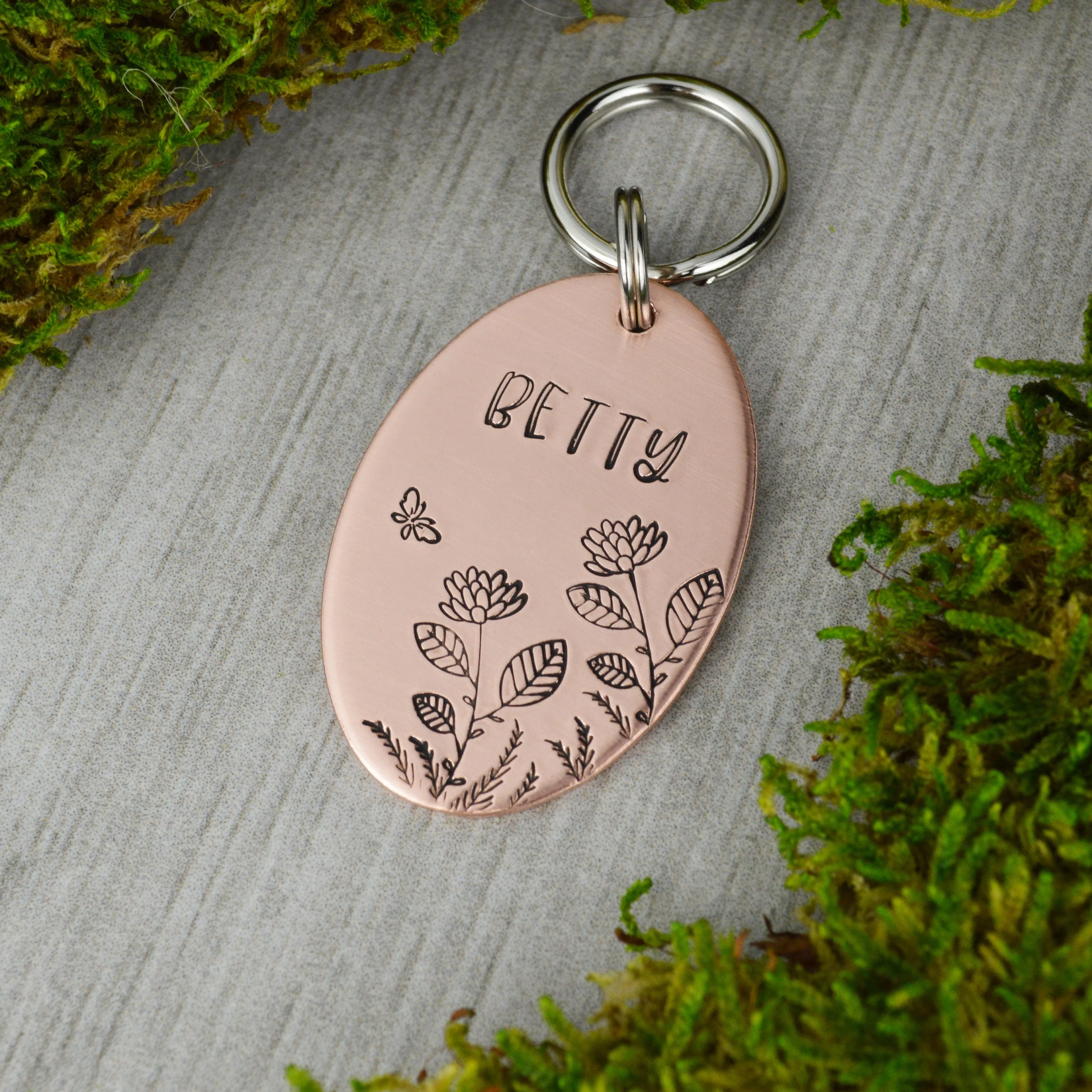 Butterfly in the Dahlias Pet ID Tag