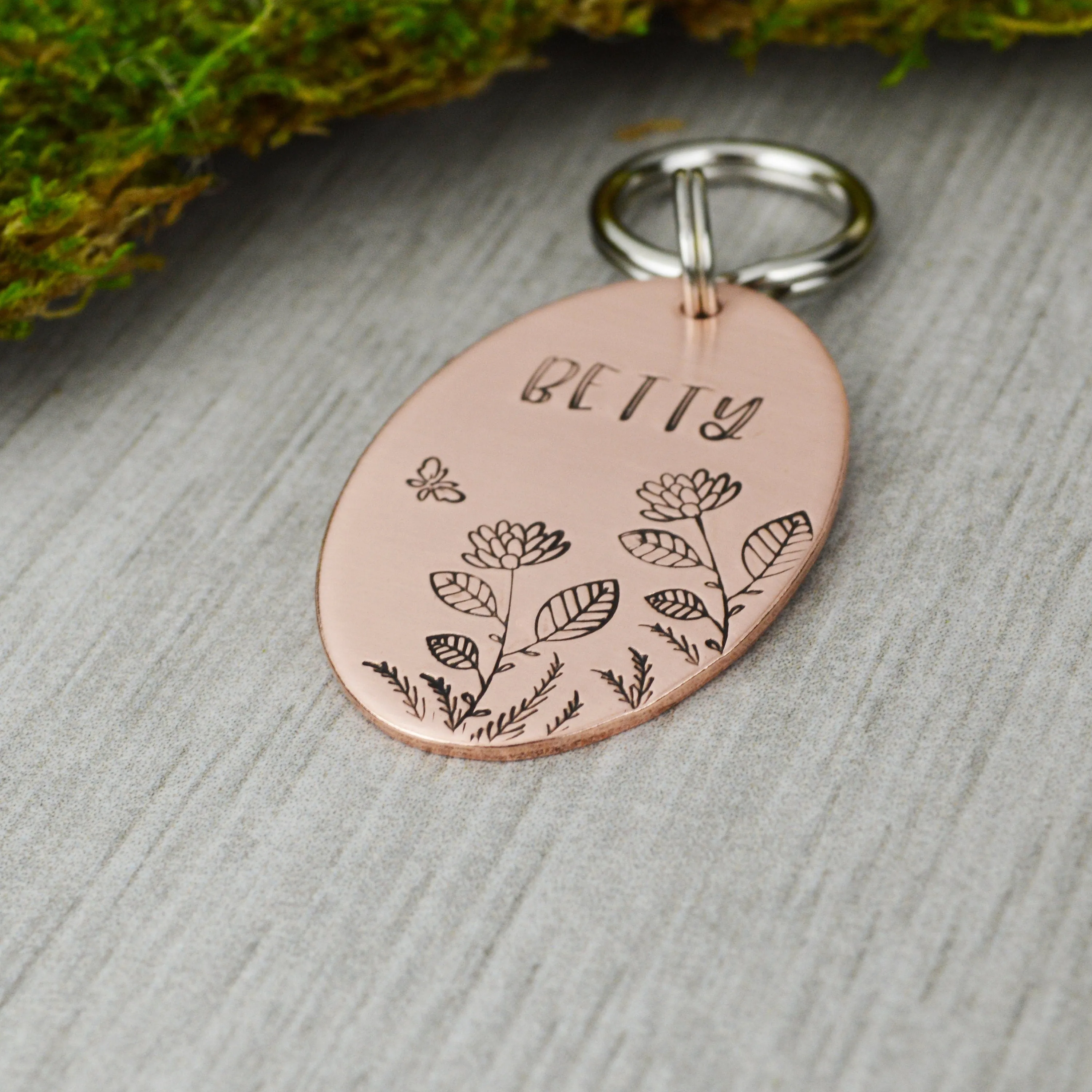 Butterfly in the Dahlias Pet ID Tag