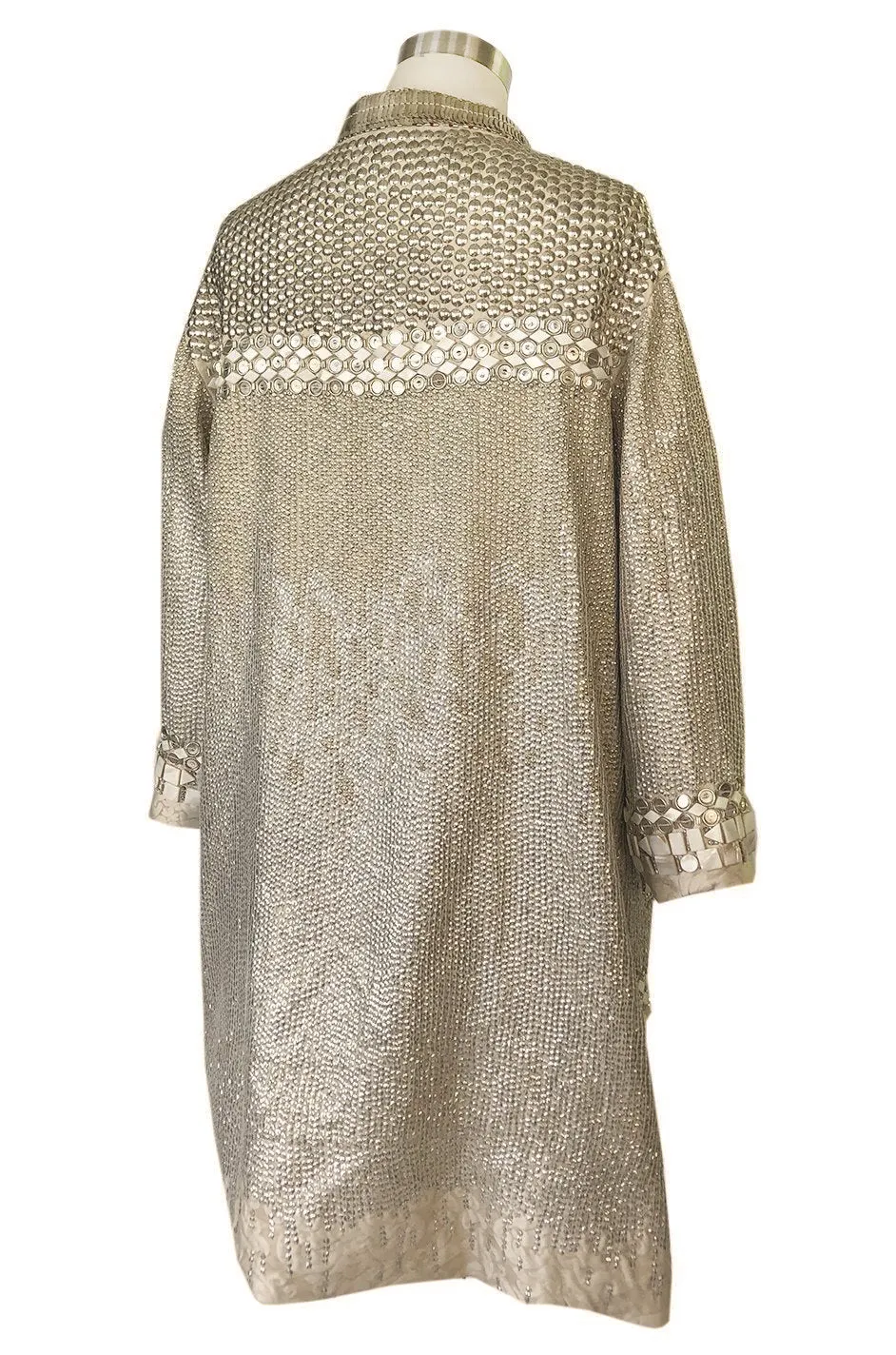 c.2004 Blumarine Elaborate Silver Metal Sequins, Disc, Shell & Bead Silk Jacket