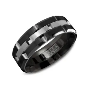 Carlex (7.5mm) Black Cobalt & 18K White Gold Mens Sports Band