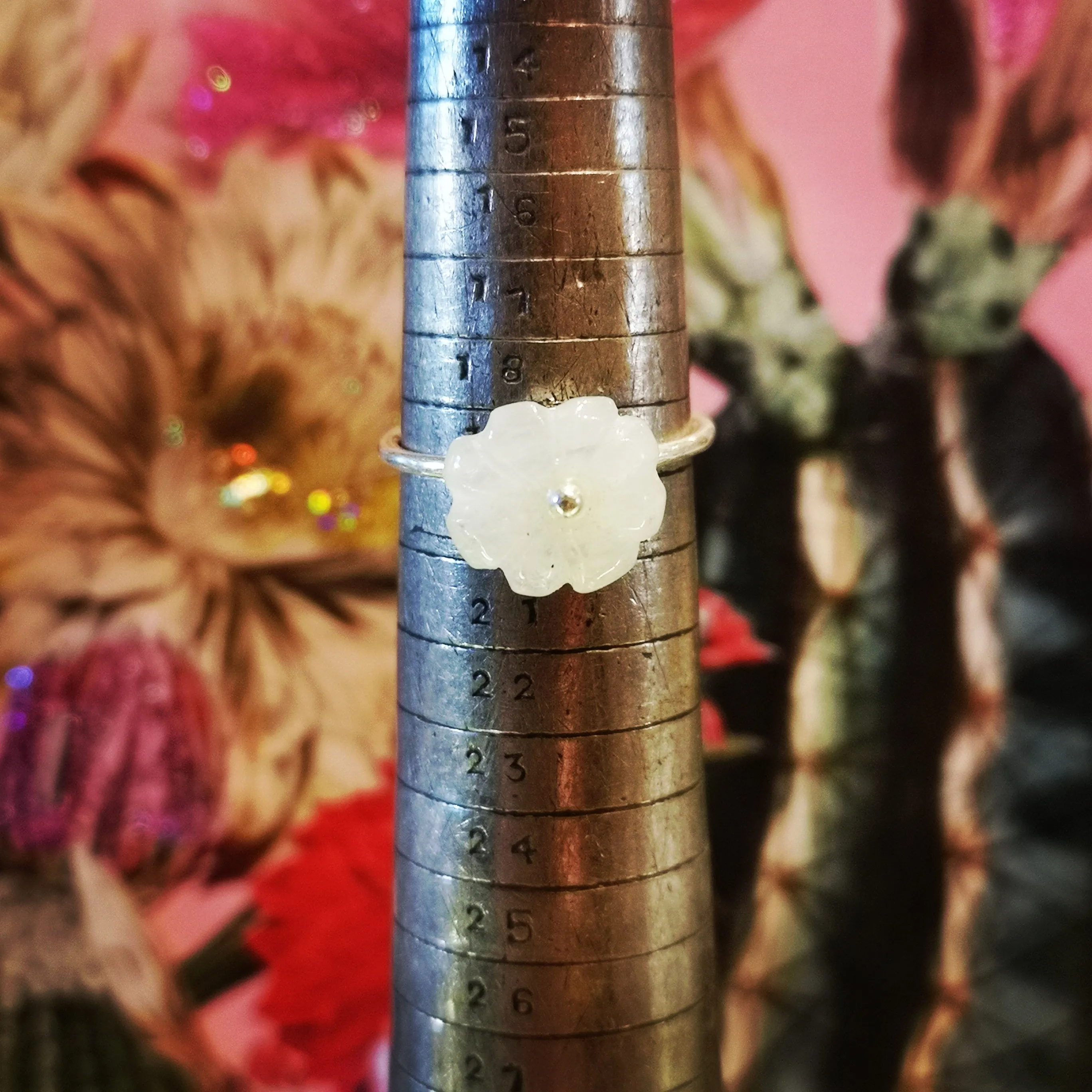 Carved moonstone rings
