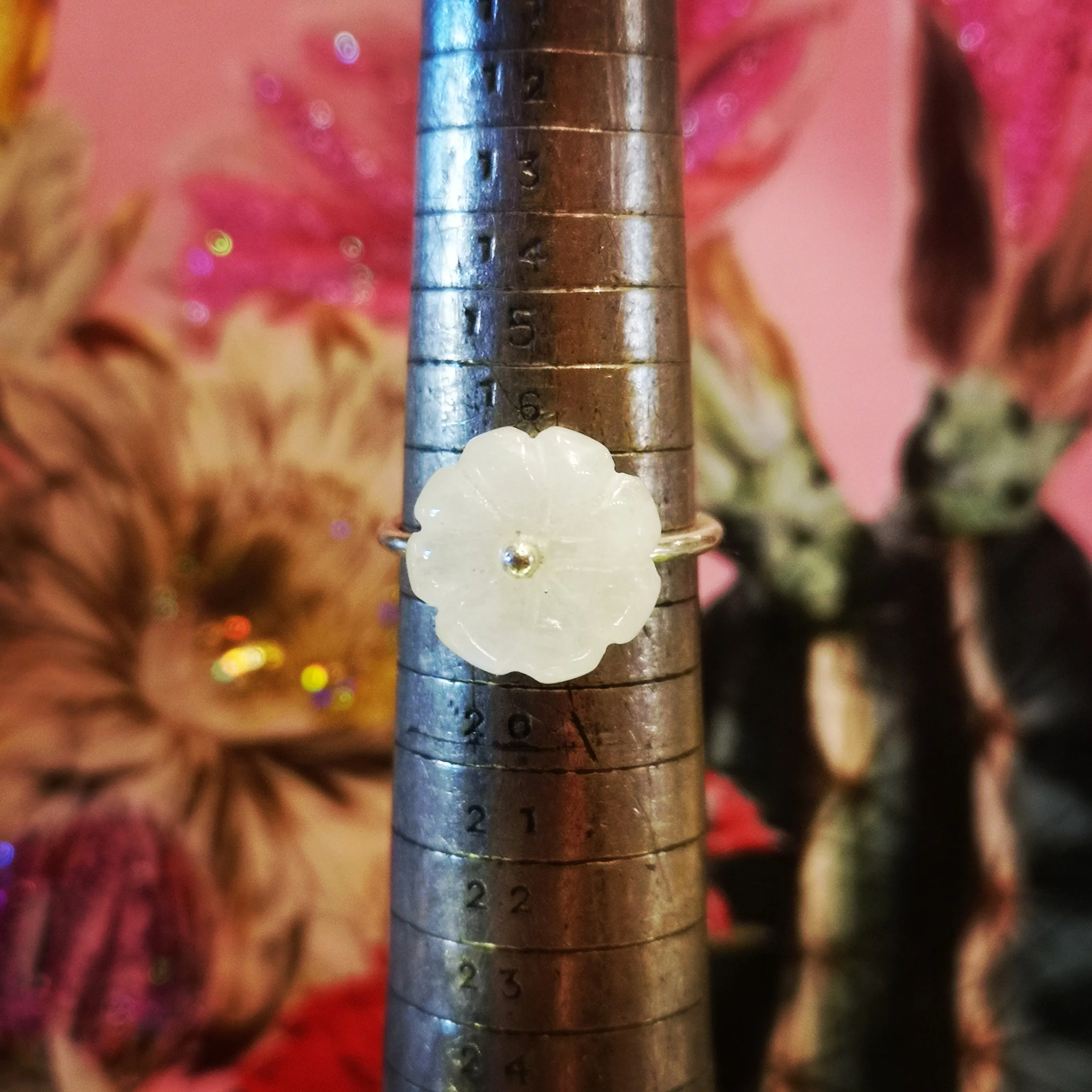 Carved moonstone rings