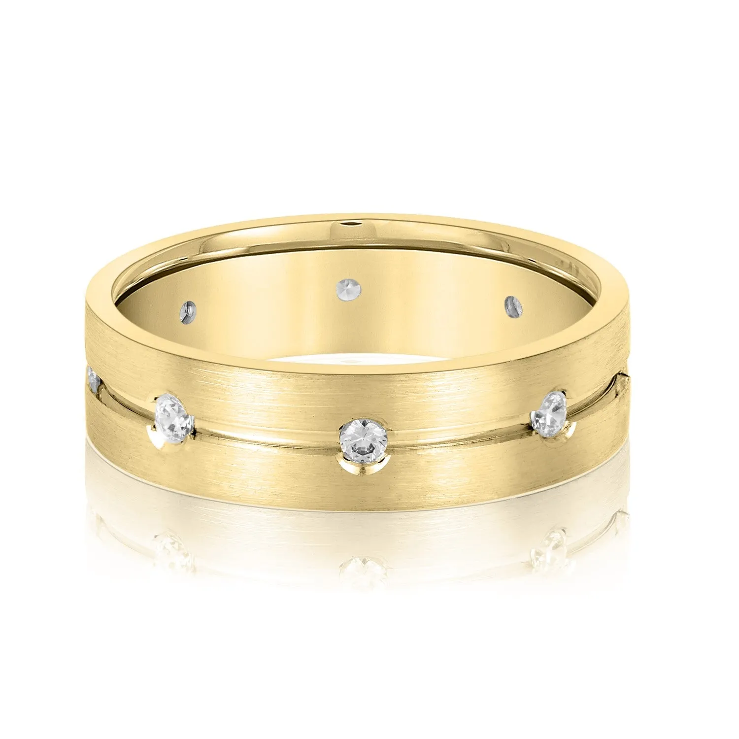 Central Groove Men's Diamond Wedding Band