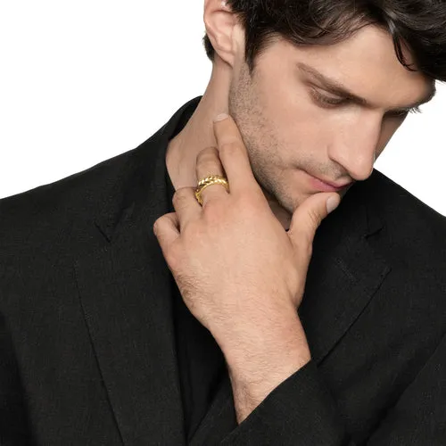 Chevron Band Ring in 18K Yellow Gold, 9mm, Size 10