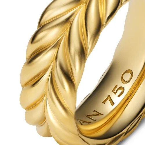 Chevron Band Ring in 18K Yellow Gold, 9mm, Size 10