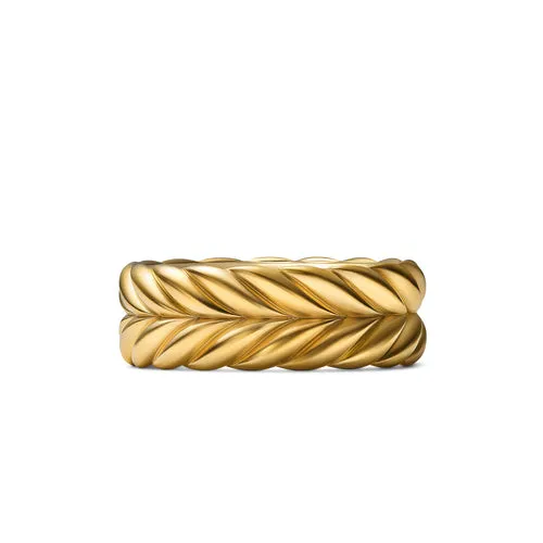 Chevron Band Ring in 18K Yellow Gold, 9mm, Size 10