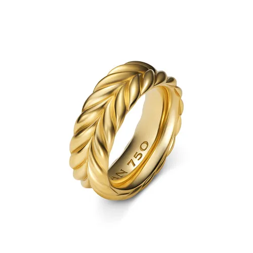 Chevron Band Ring in 18K Yellow Gold, 9mm, Size 10
