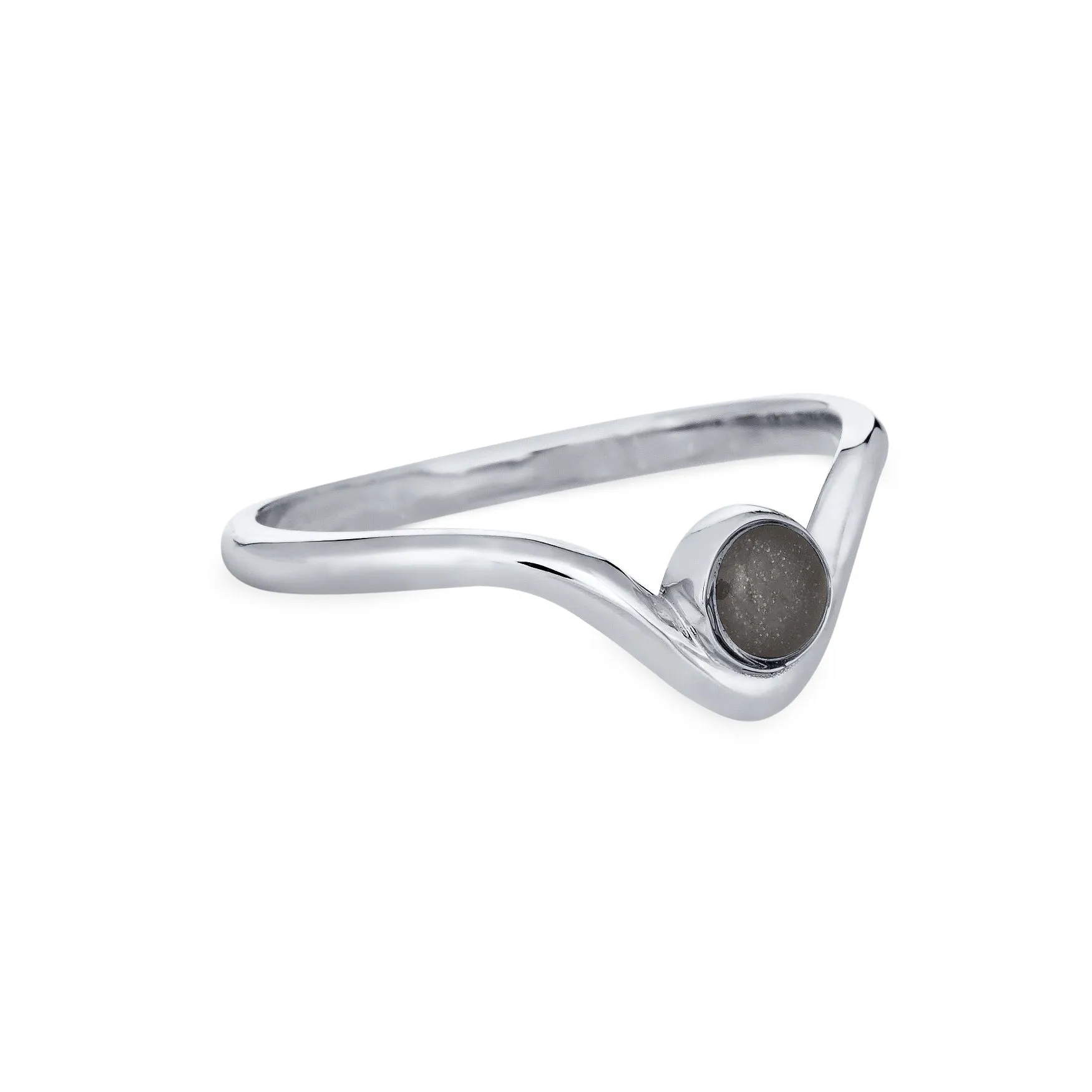 Chevron Circle Setting Cremation Ring in 14K White Gold