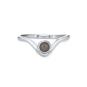 Chevron Circle Setting Cremation Ring in 14K White Gold